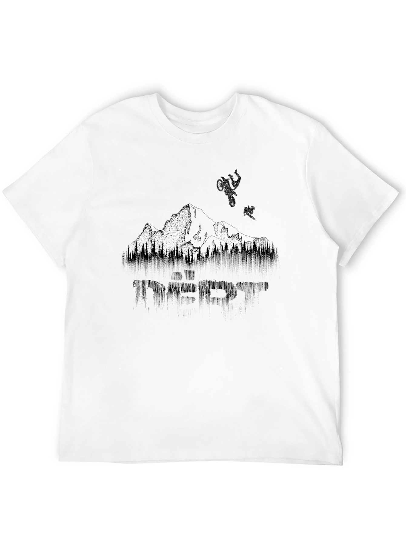 Black Dirt Bike Mountain Graphic Tee - Black Cotton Shirt view 12