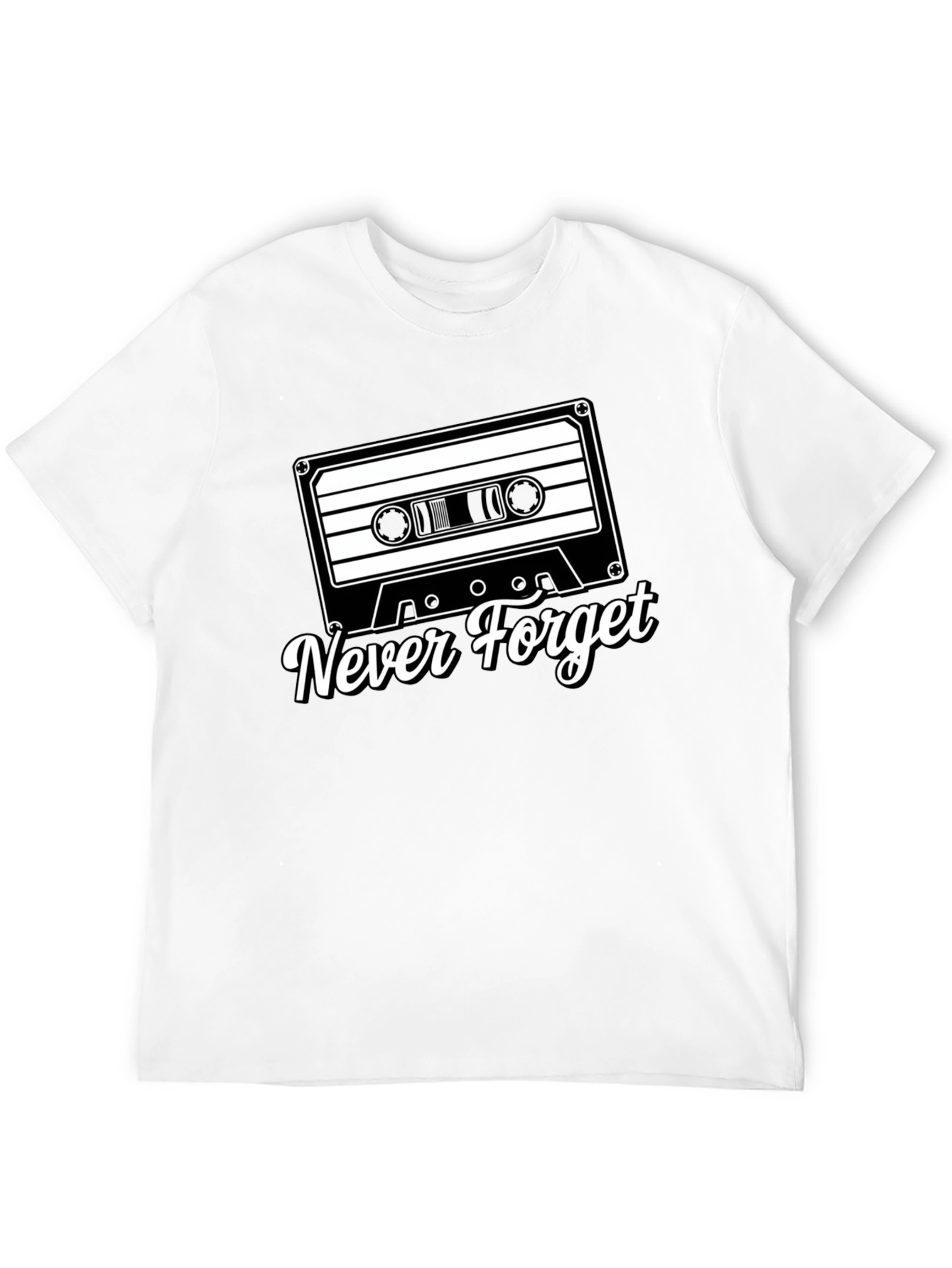 Black Retro Cassette Tape Never Forget Black T-Shirt view 12