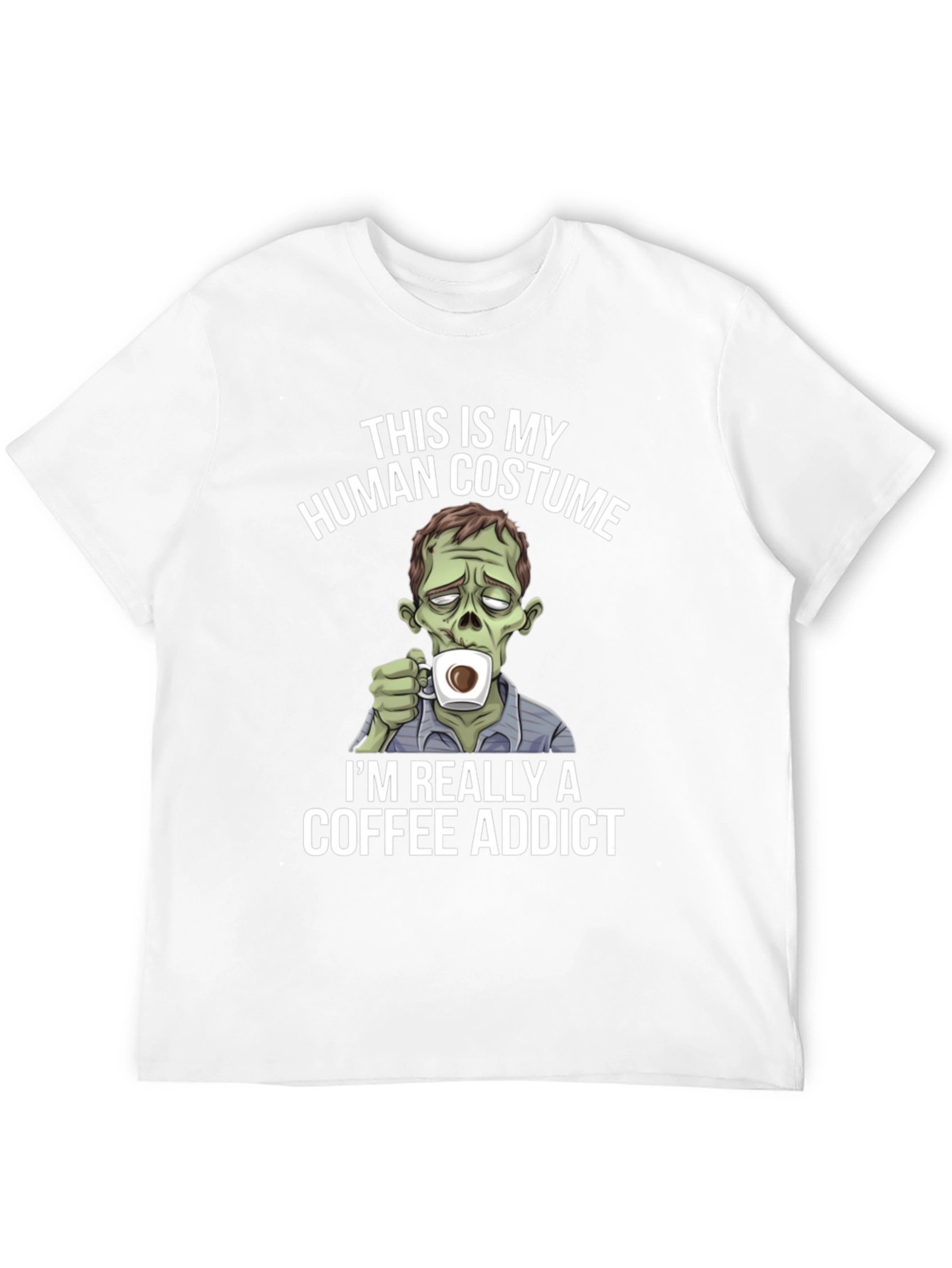 Black Zombie Coffee Addict Graphic Tee - Halloween Costume T-Shirt view 12