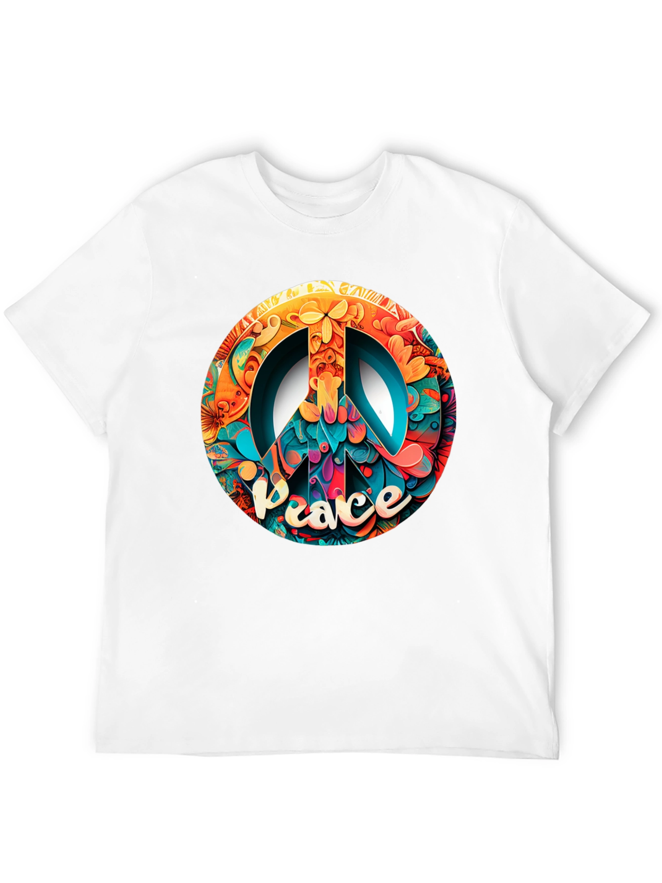 Black Peace Sign Graphic Black T-Shirt view 12