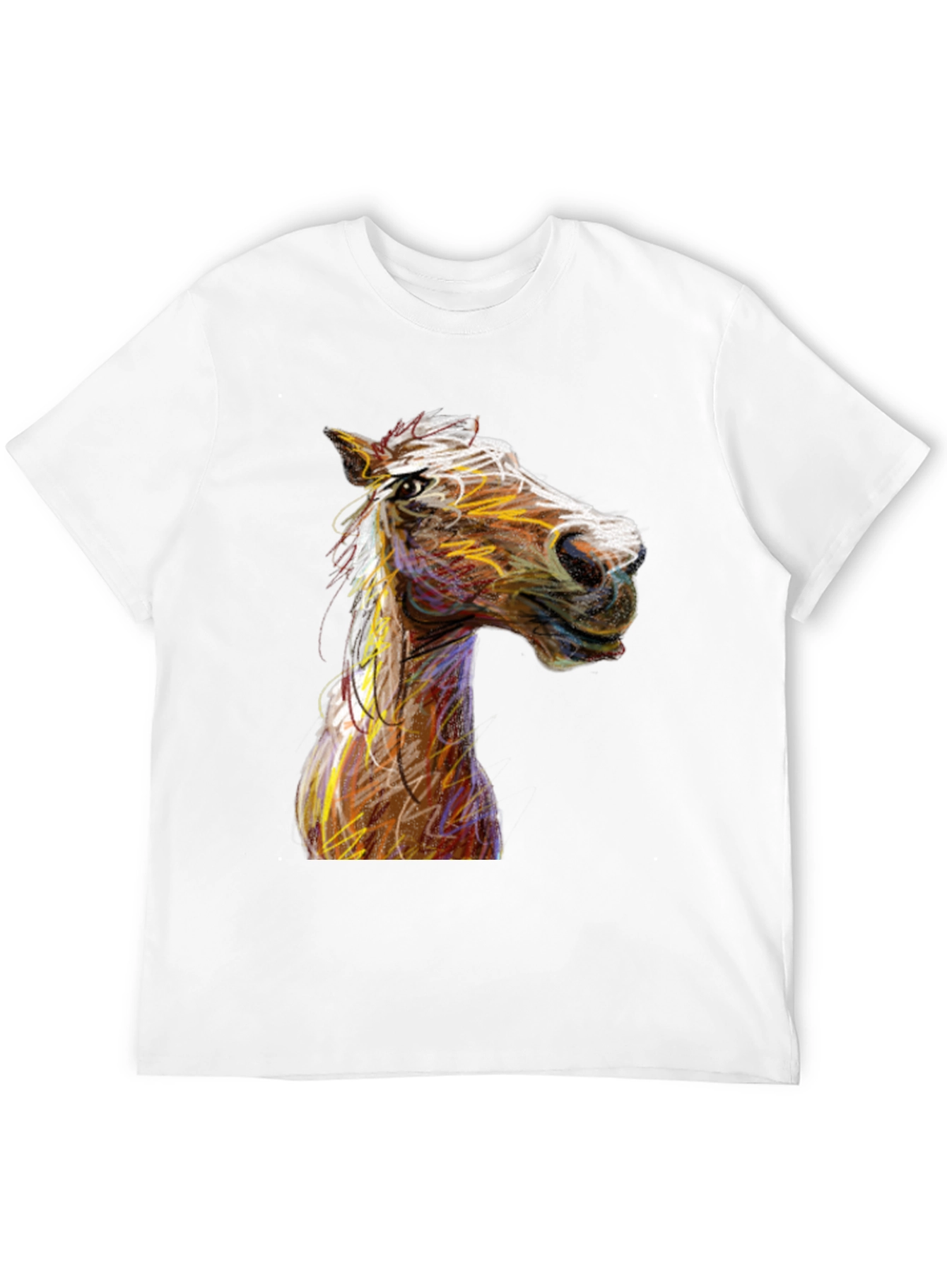 Black Horse Sketch Graphic Black Tee Shirt view 12