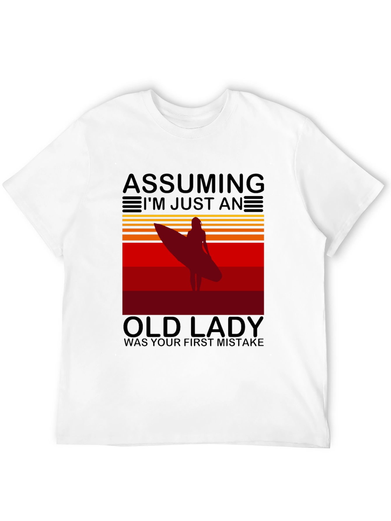 Black Assuming Old Lady Surfer T-Shirt view 12