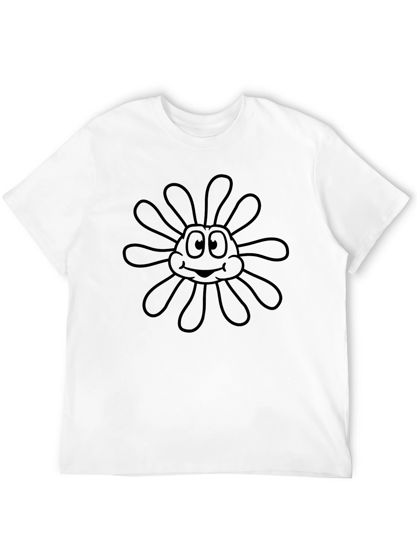 Black Black T-Shirt with Cartoon Flower Design view 12