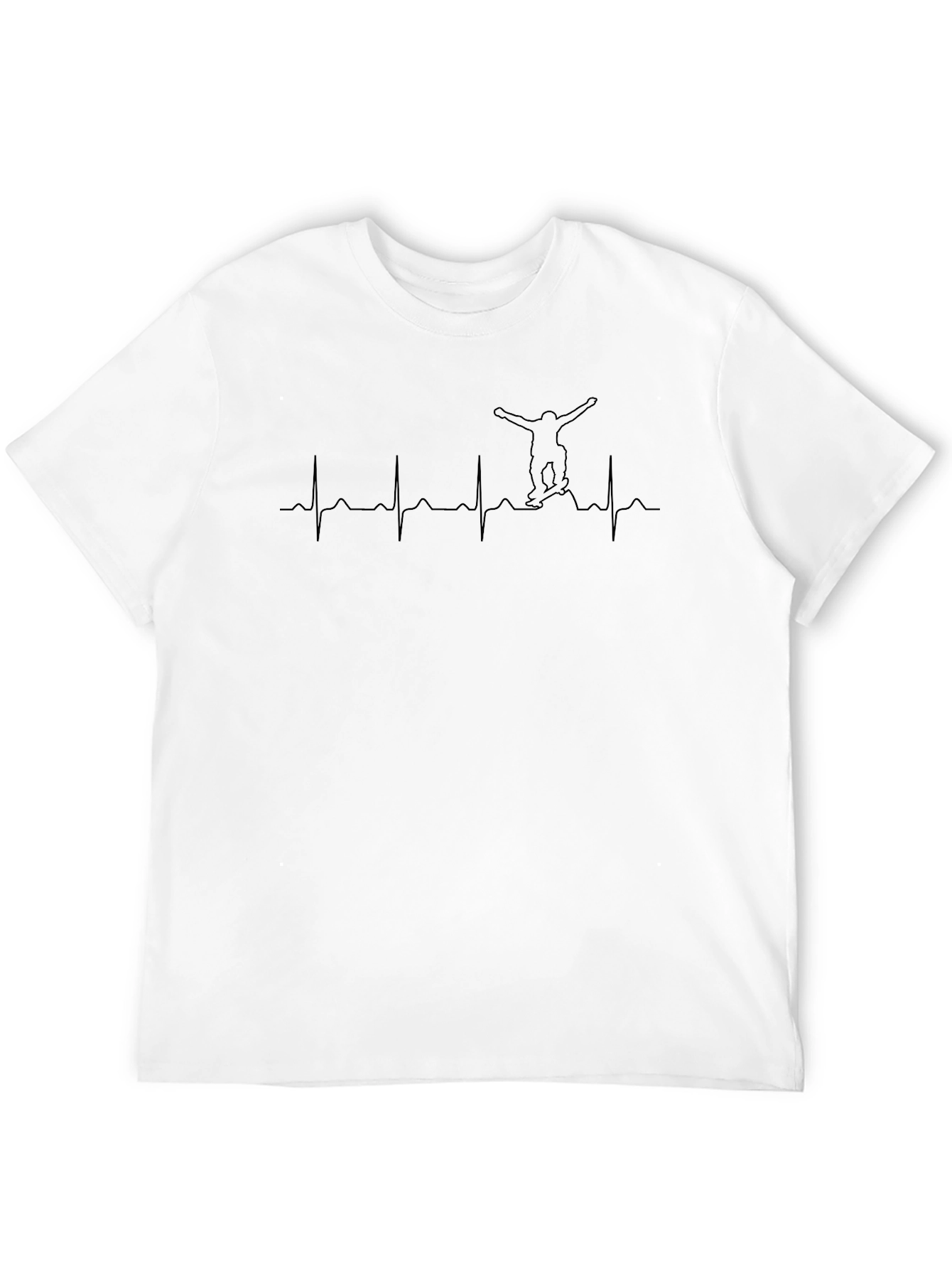 Black Snowboarding Heartbeat Graphic T-Shirt view 12