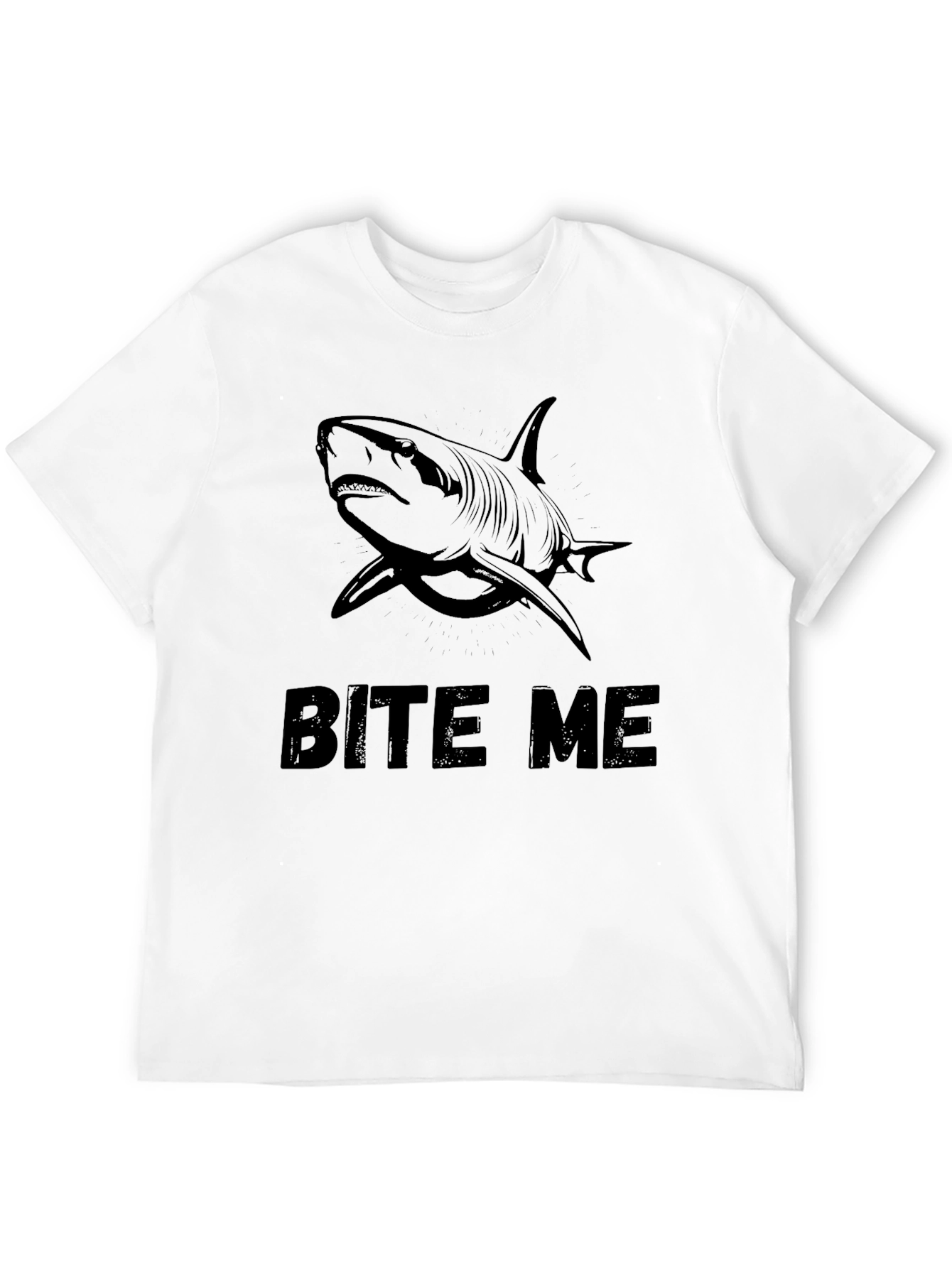 Black Bite Me Shark Graphic T-Shirt - Bold Black Cotton Tee view 12