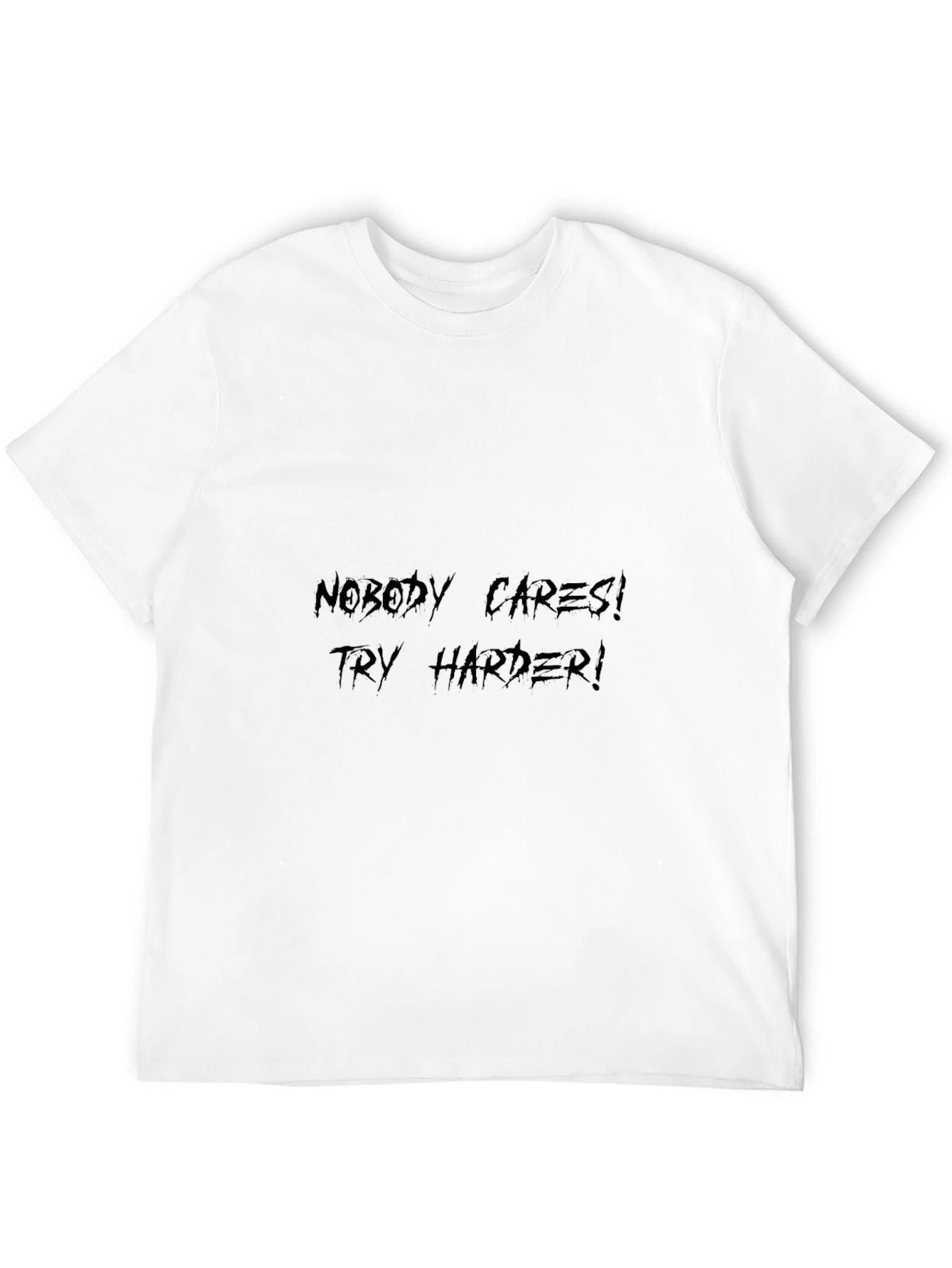 Black Edgy Graphic Tee - Nobody Cares Try Harder view 12