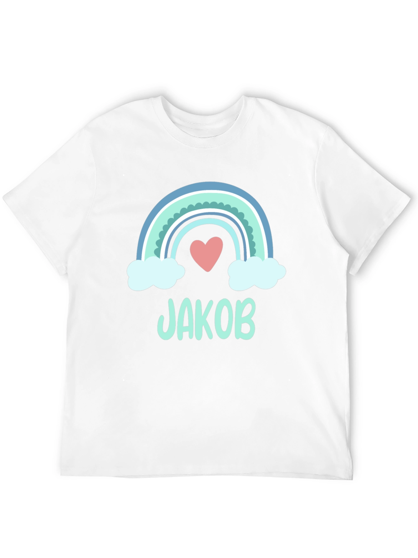 Black Personalized Jakob Rainbow Heart T-Shirt view 12
