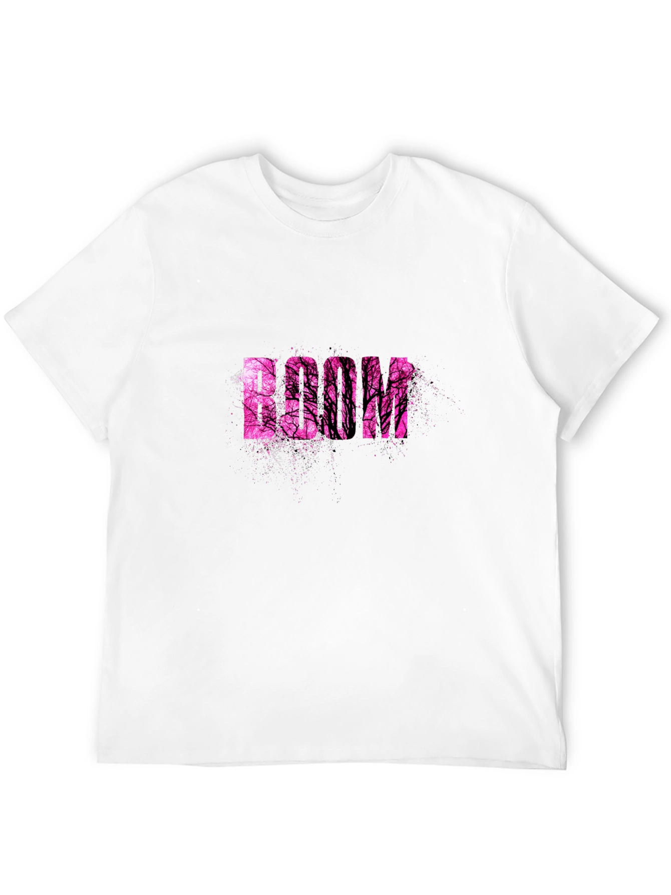 Black Stylish Black T-Shirt with Pink Tree Graphic view 12