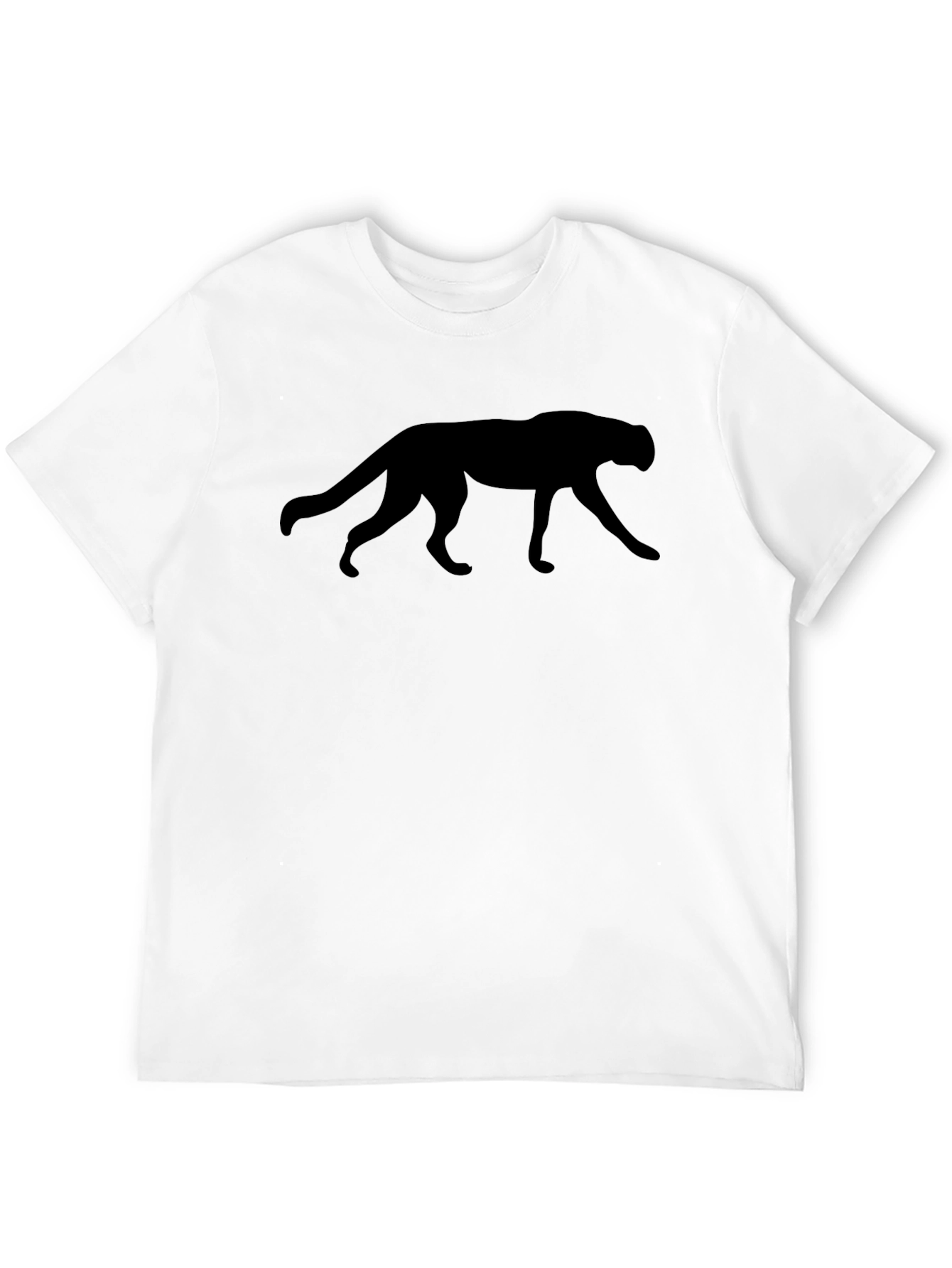 Black Men's Black T-Shirt with Panther Silhouette Print view 12