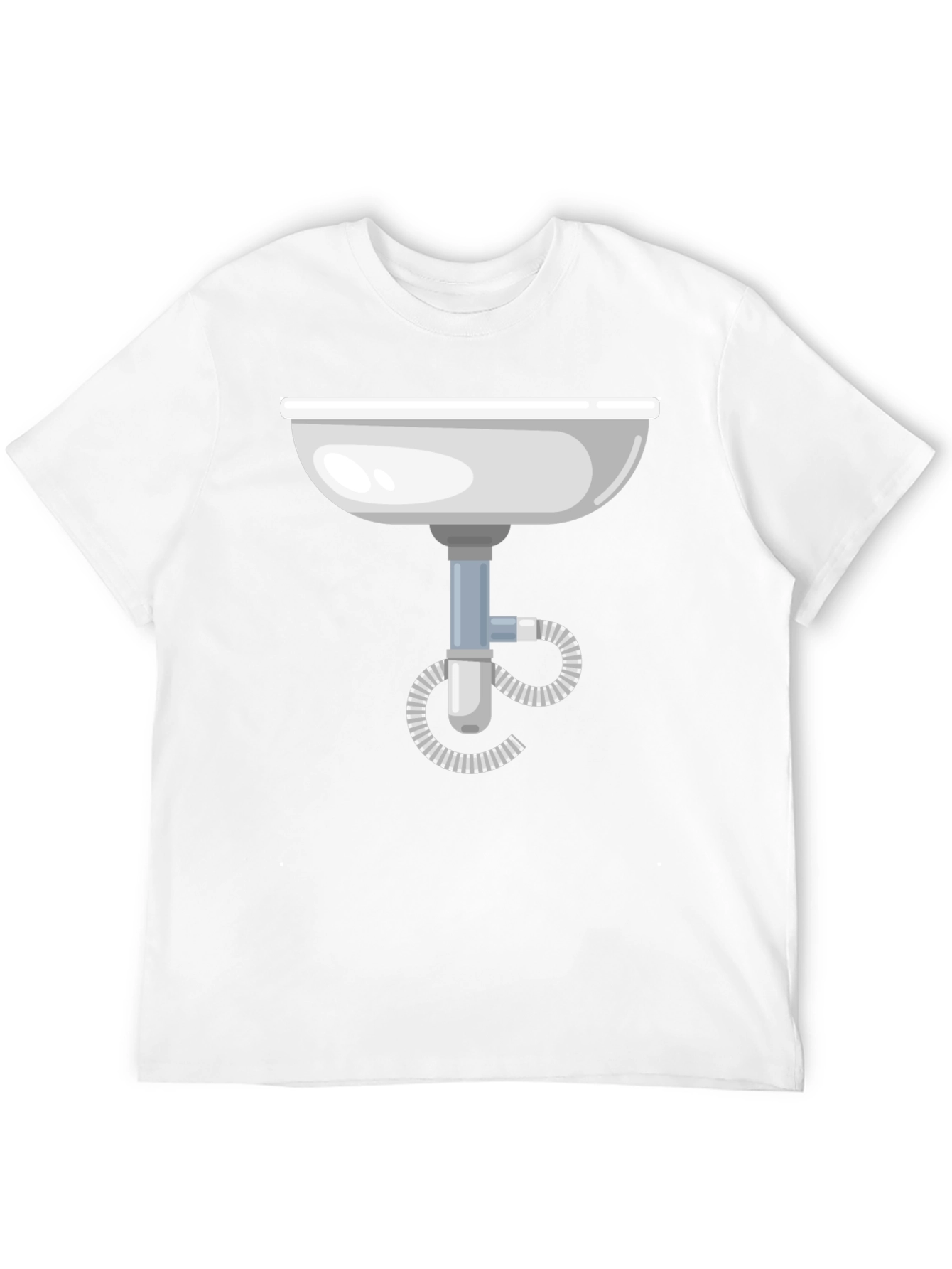 Black Funny Plumbing Sink Graphic Tee - Black Cotton T-Shirt view 12