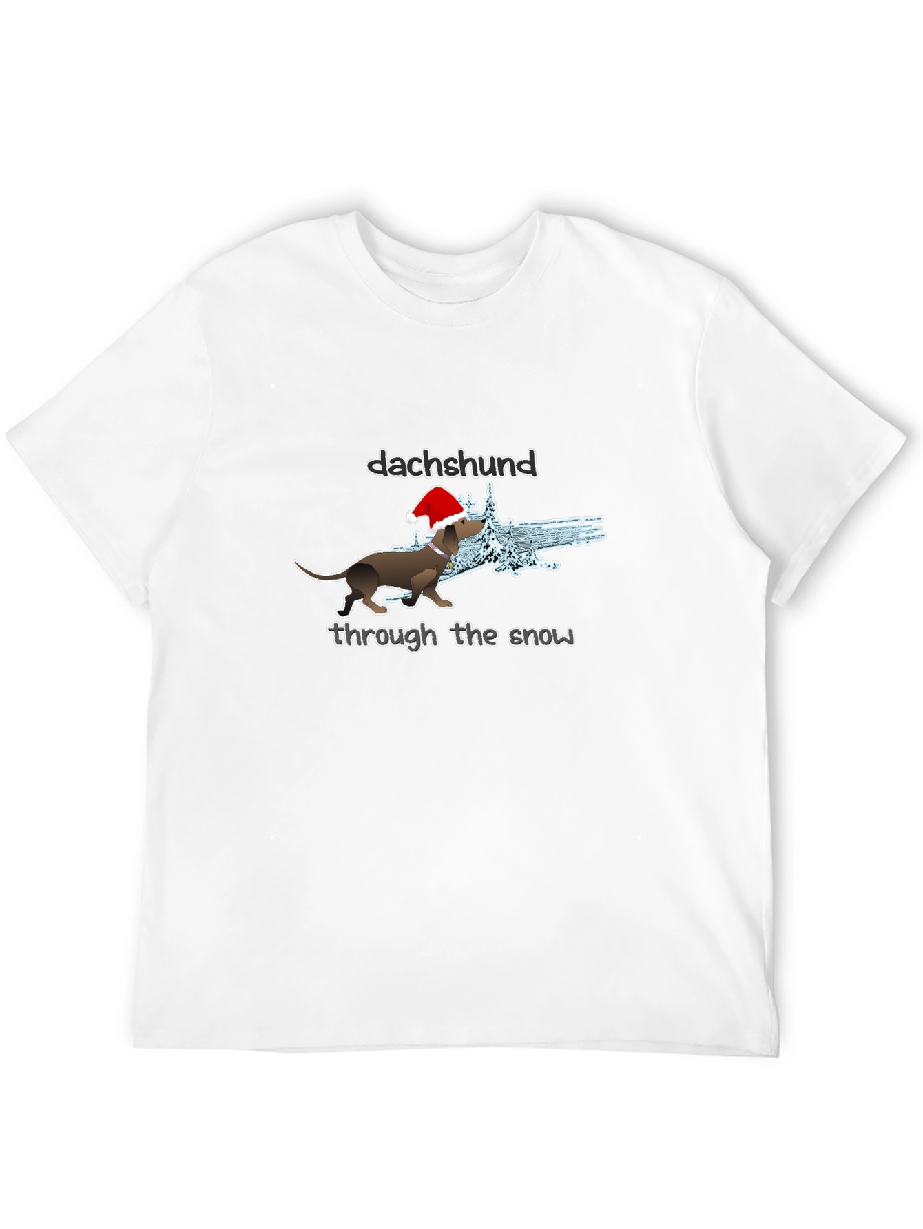 Black Dachshund Through The Snow Christmas T-Shirt view 12
