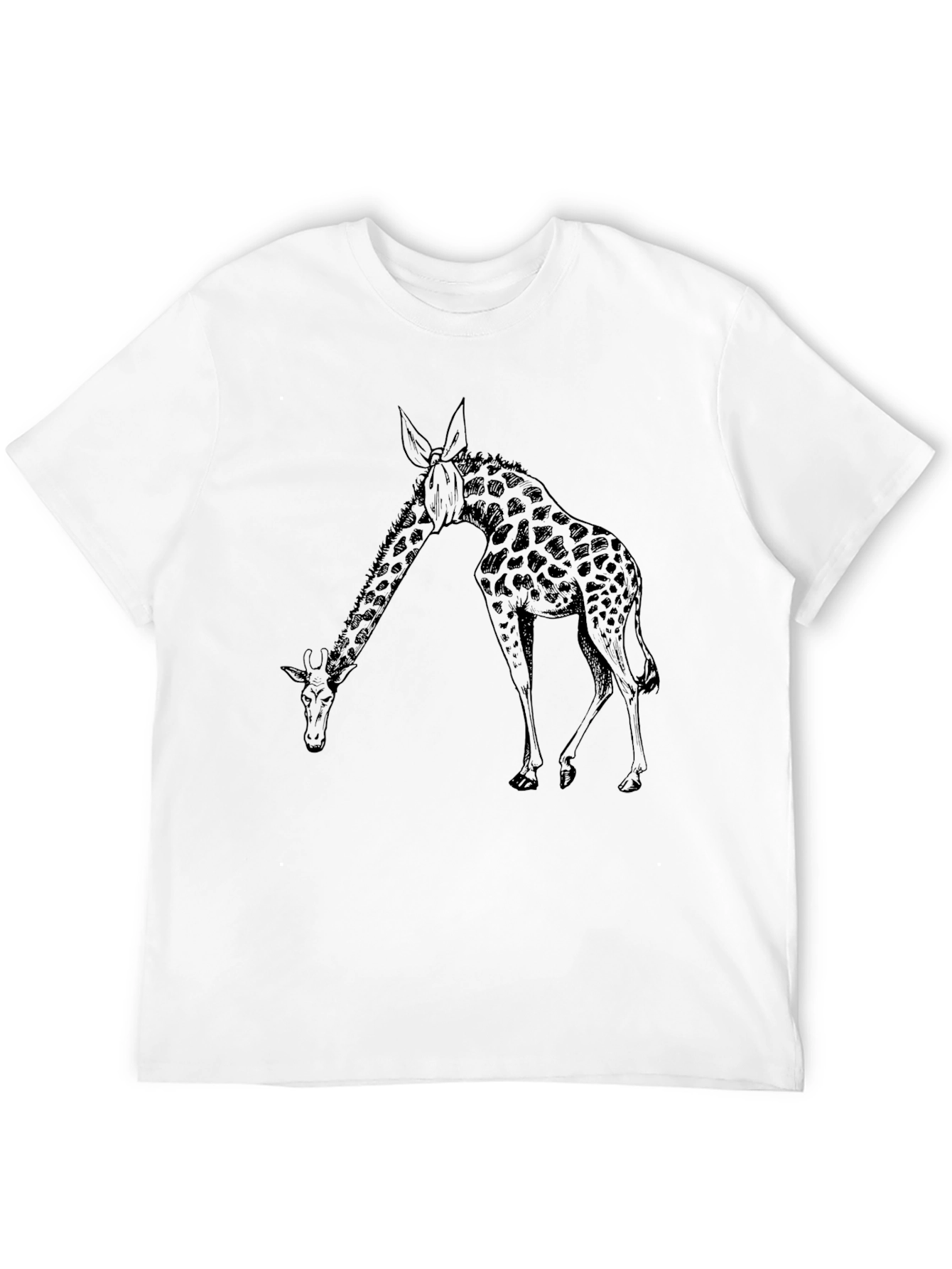 Black Men's Giraffe Graphic Black T-Shirt view 12