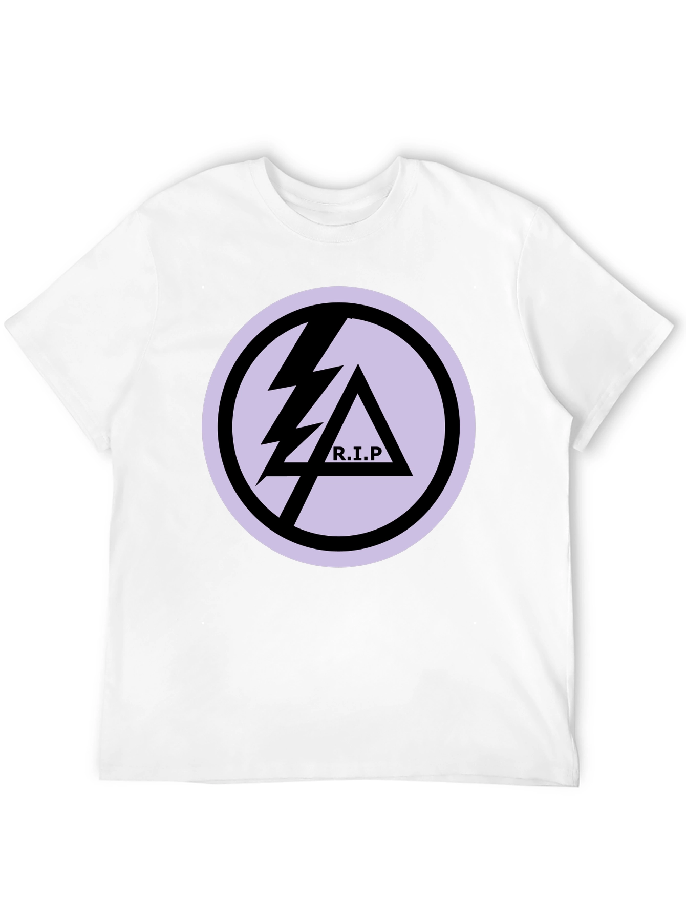 Black Black T-Shirt with R.I.P Lightning Bolt Graphic Print view 12