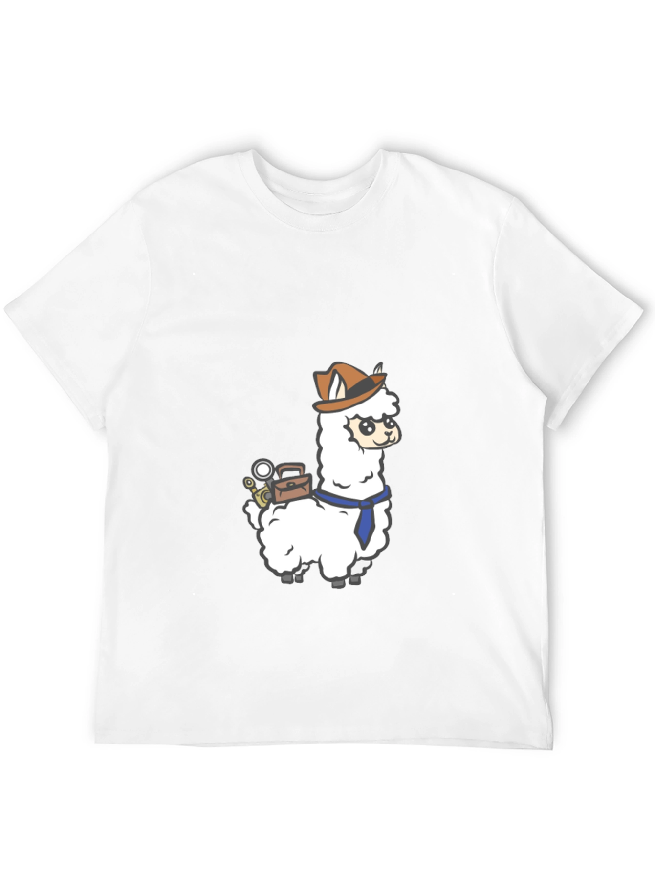 Black Detective Llama Graphic Tee - Black Cotton T-Shirt view 12