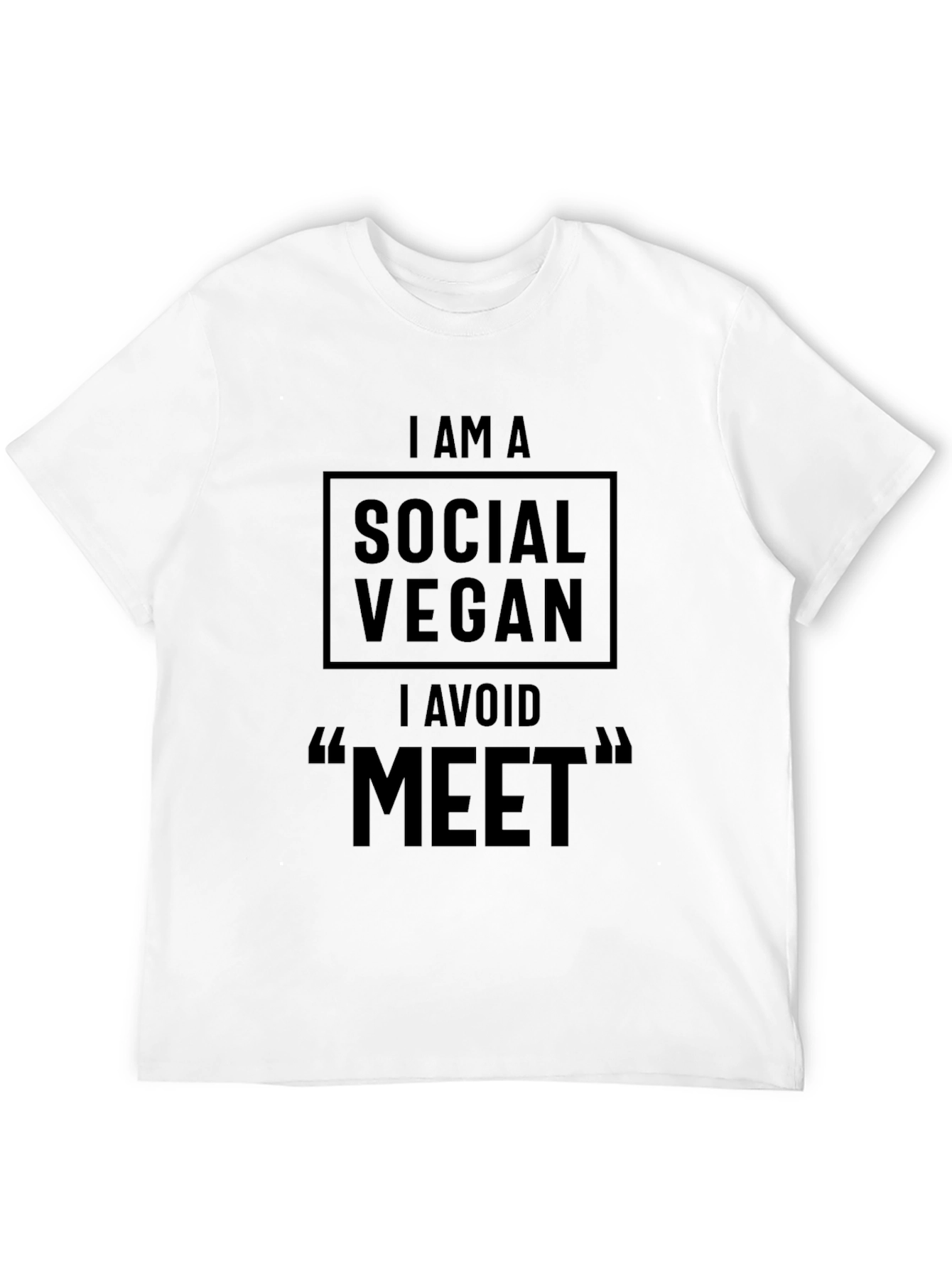 Black Social Vegan Tee: Avoid the "Meet" Funny Graphic T-Shirt view 12