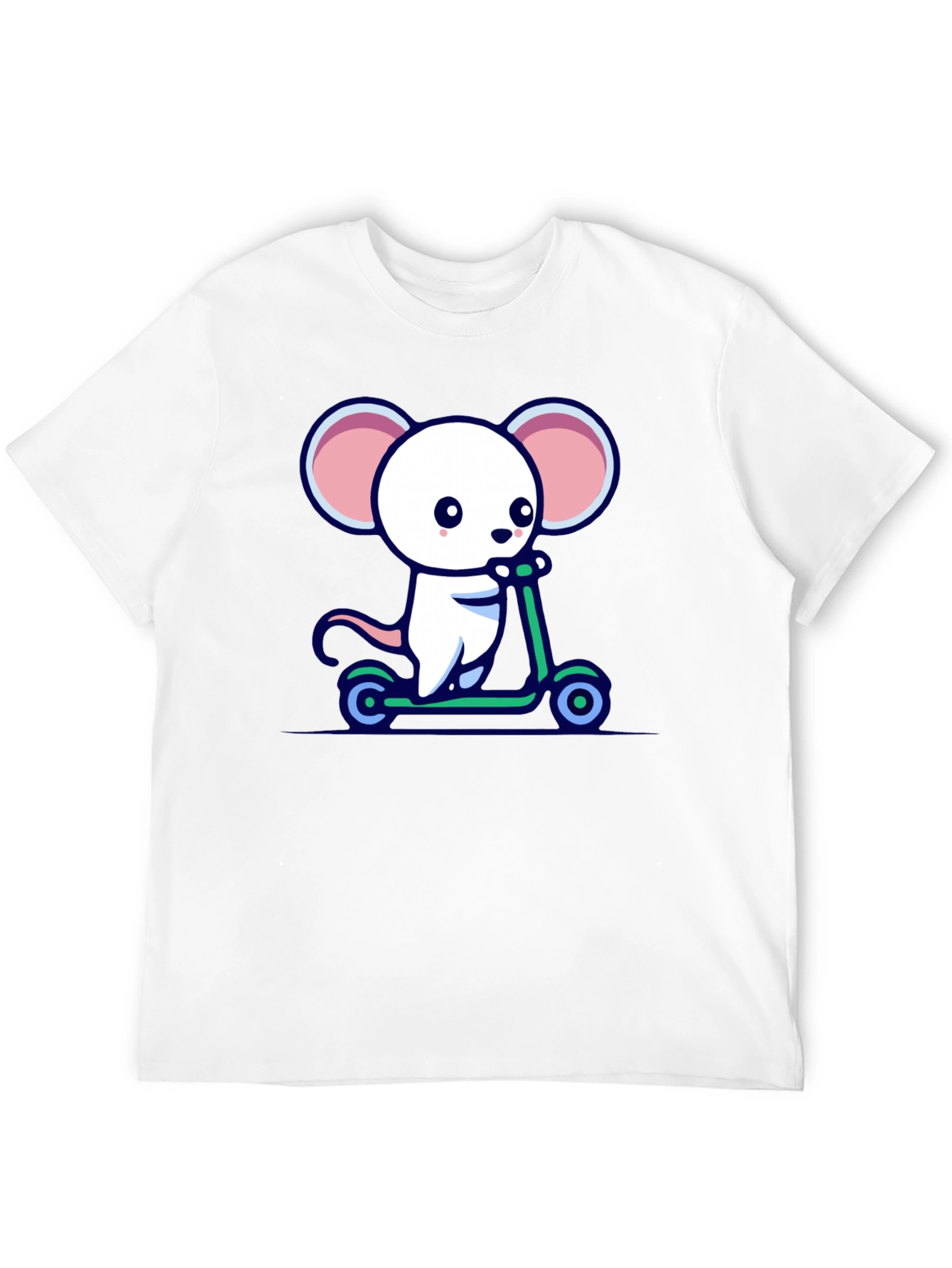 Black Cute Mouse Scooter Ride Graphic Tee - Black Cotton Comfort view 12