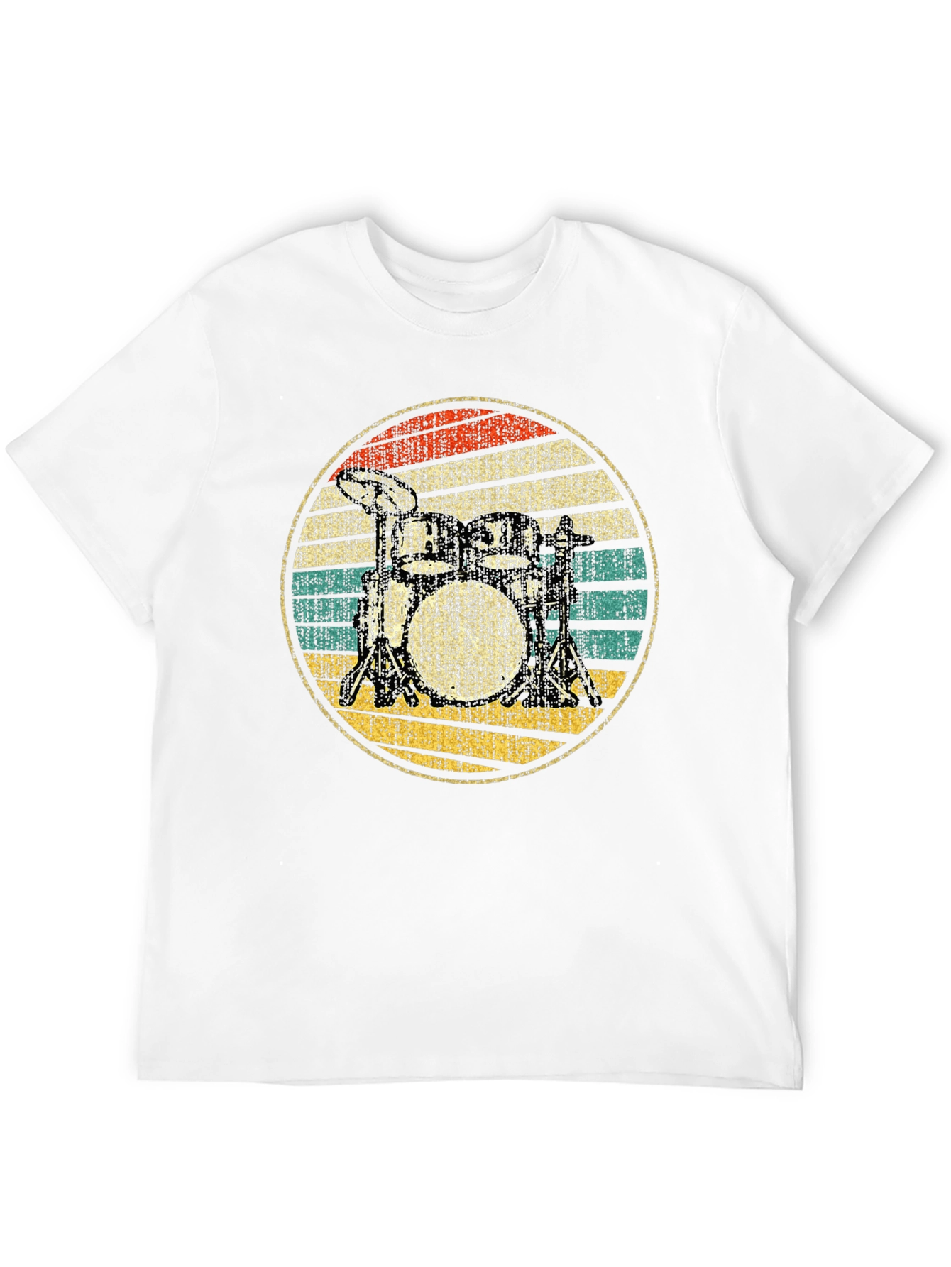 Black Vintage Drum Set T-Shirt - Retro Drummer Tee view 12