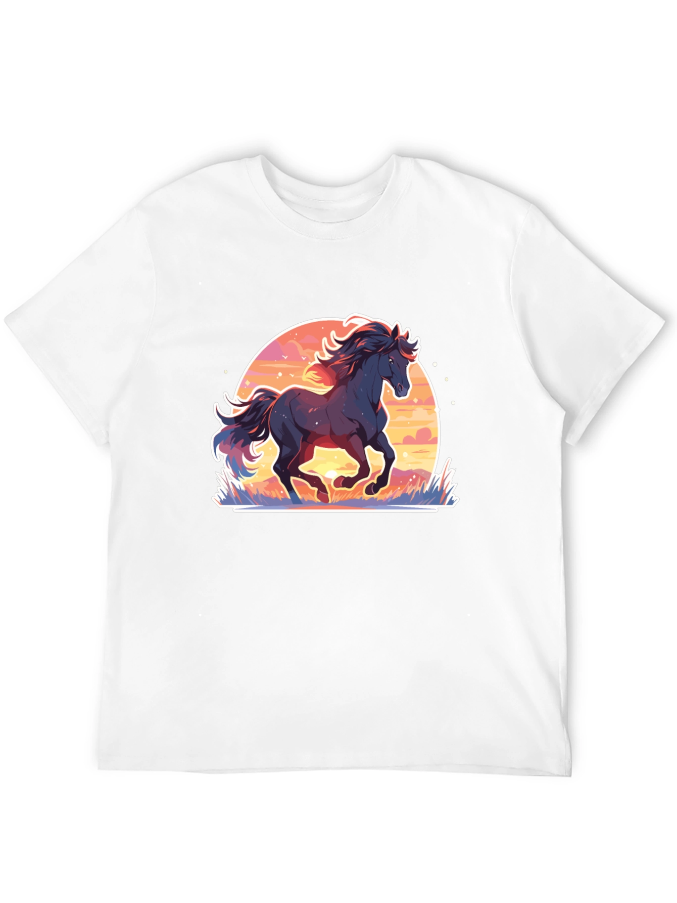 Black Majestic Horse Graphic Tee - Black Cotton Comfort view 12