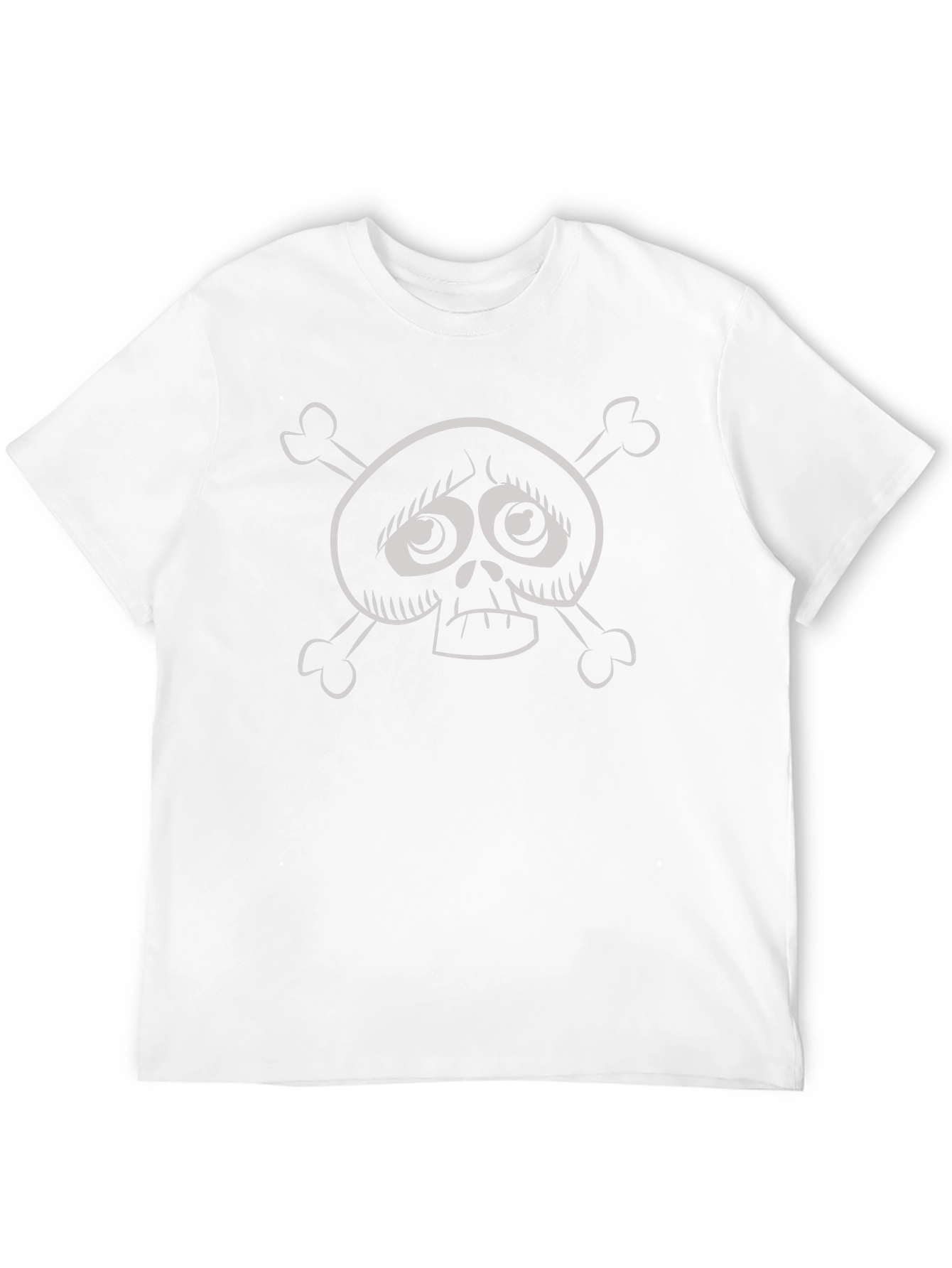 Black Cartoon Skull and Crossbones Graphic Black T-Shirt view 12