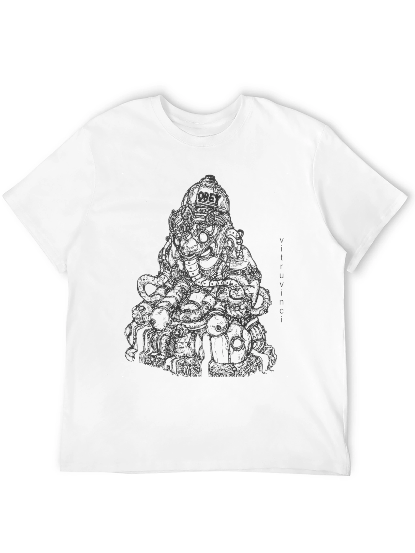 Black Men's Black Graphic Print T-Shirt view 12