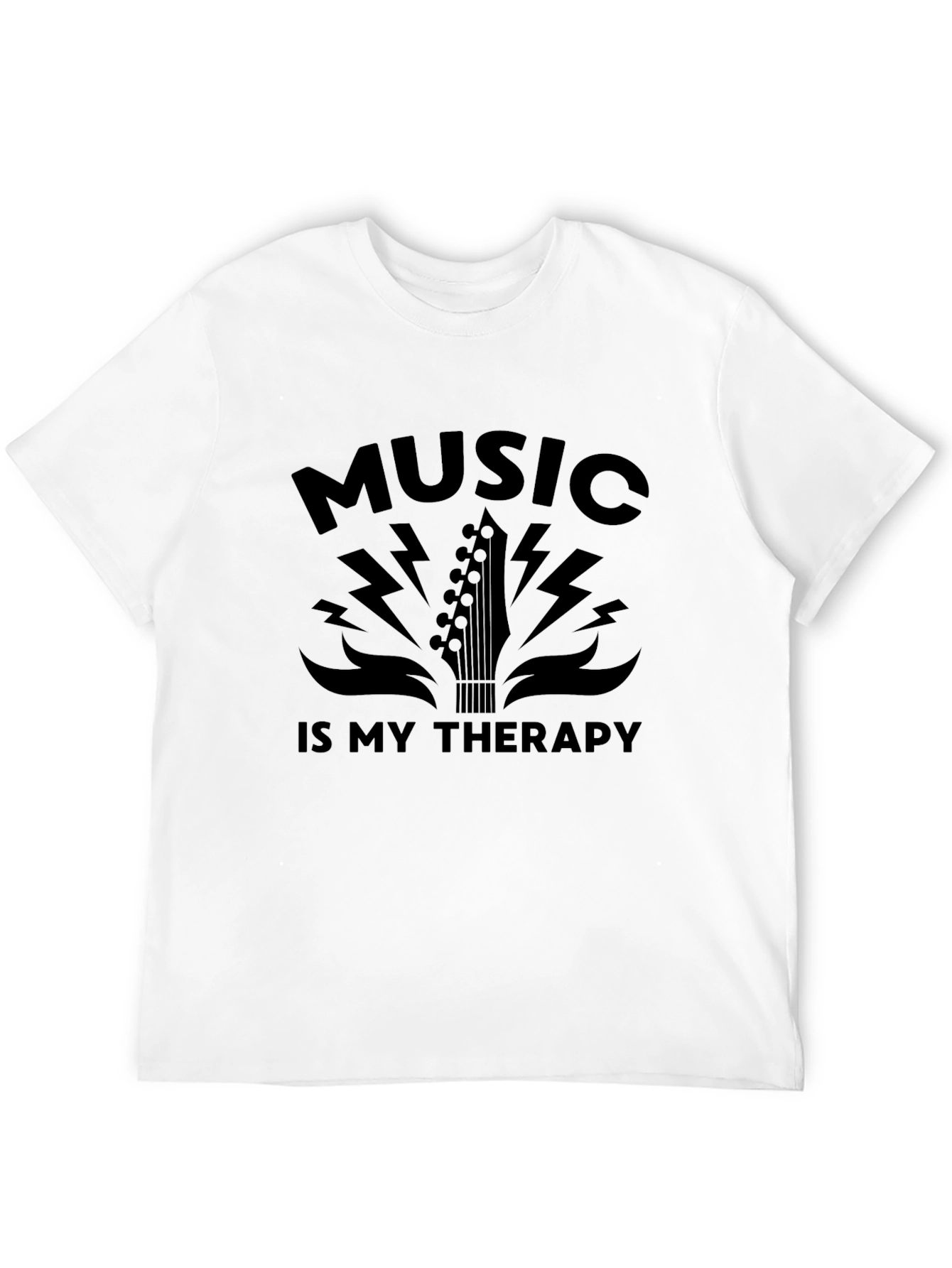 Black Music Therapy Graphic Tee - Black Cotton T-Shirt view 12