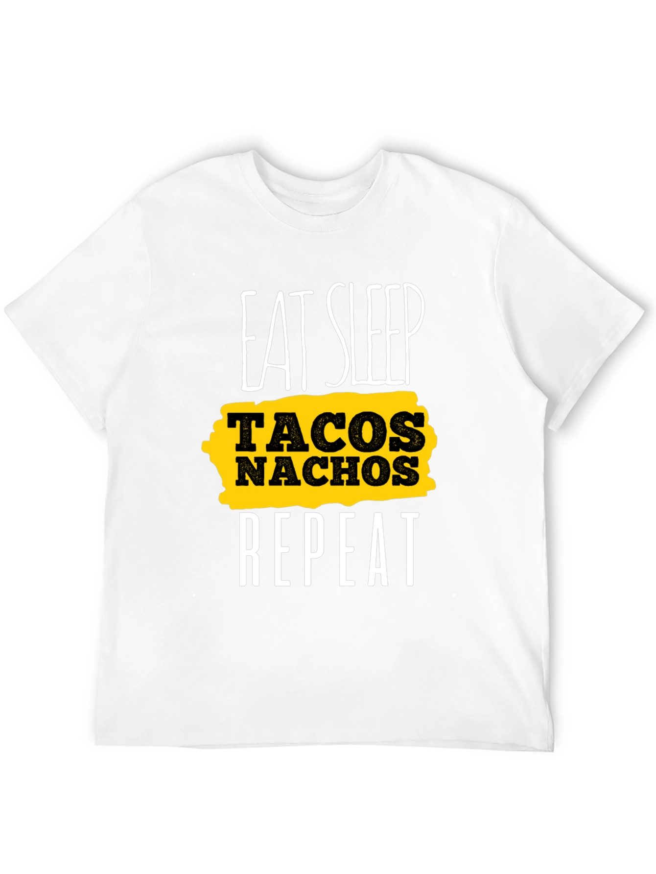 Black Eat Sleep Tacos Nachos Repeat Black Graphic Tee view 12