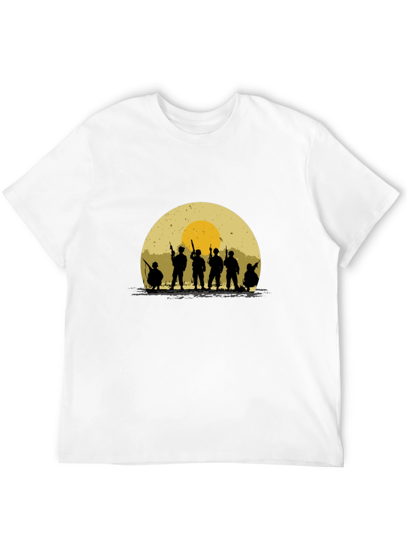 Black Silhouette Soldier T-Shirt - Retro Sunset Design view 12