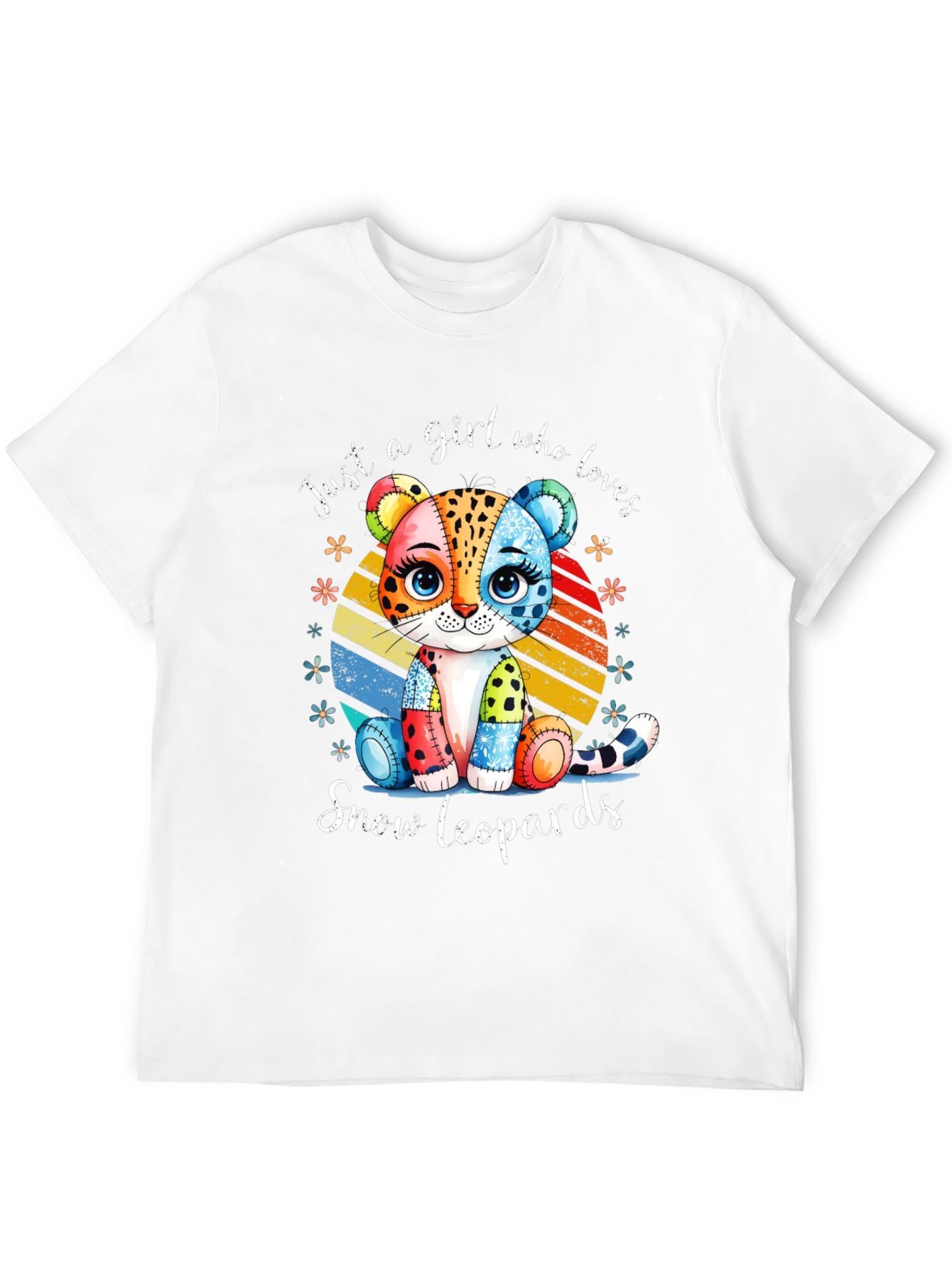 Black Just a Girl Who Loves Snow Leopards T-Shirt view 12