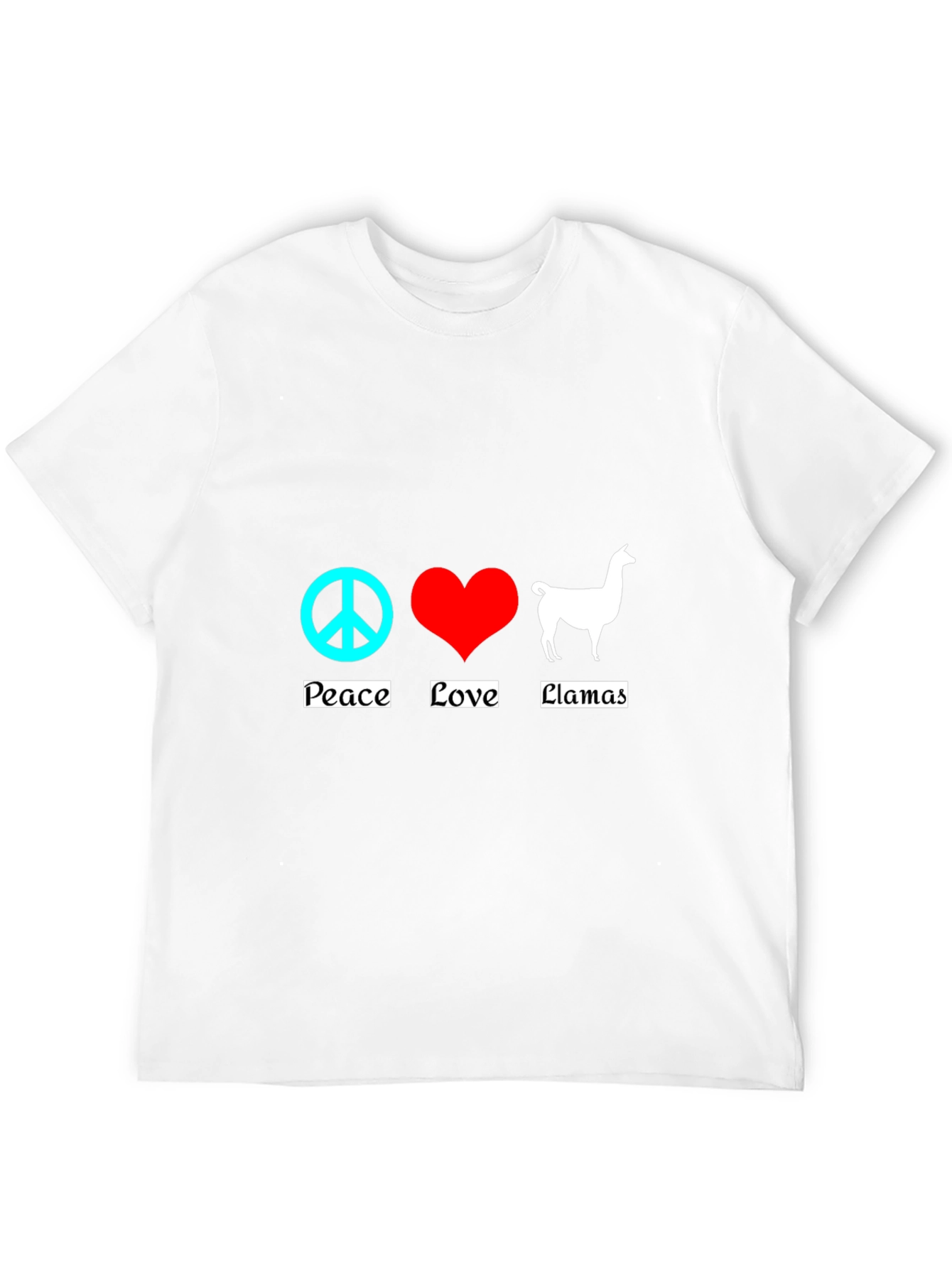Black Peace Love Llamas T-Shirt - Black Cotton Tee view 12