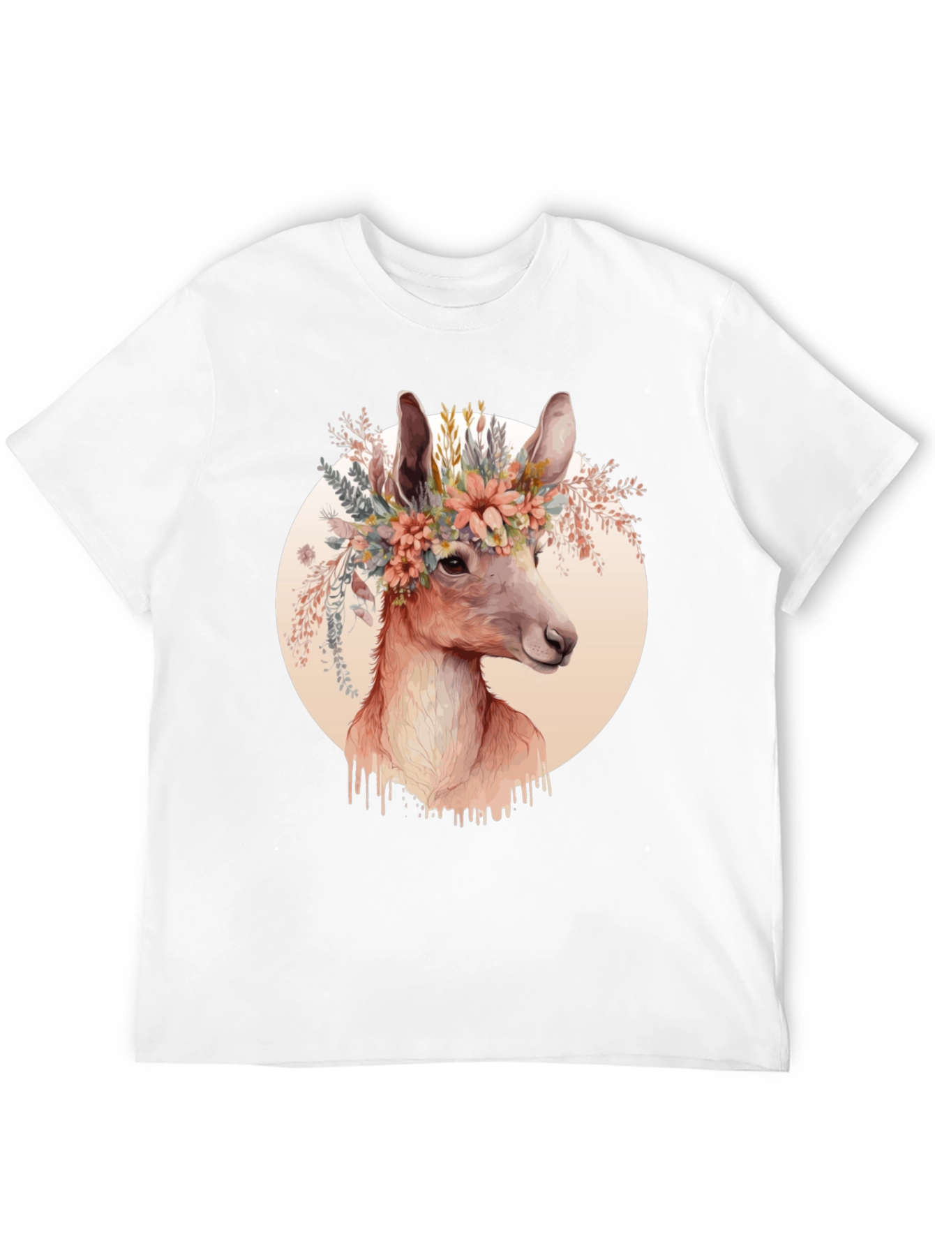 Black Floral Deer Graphic Tee - Trendy Unisex Shirt view 12