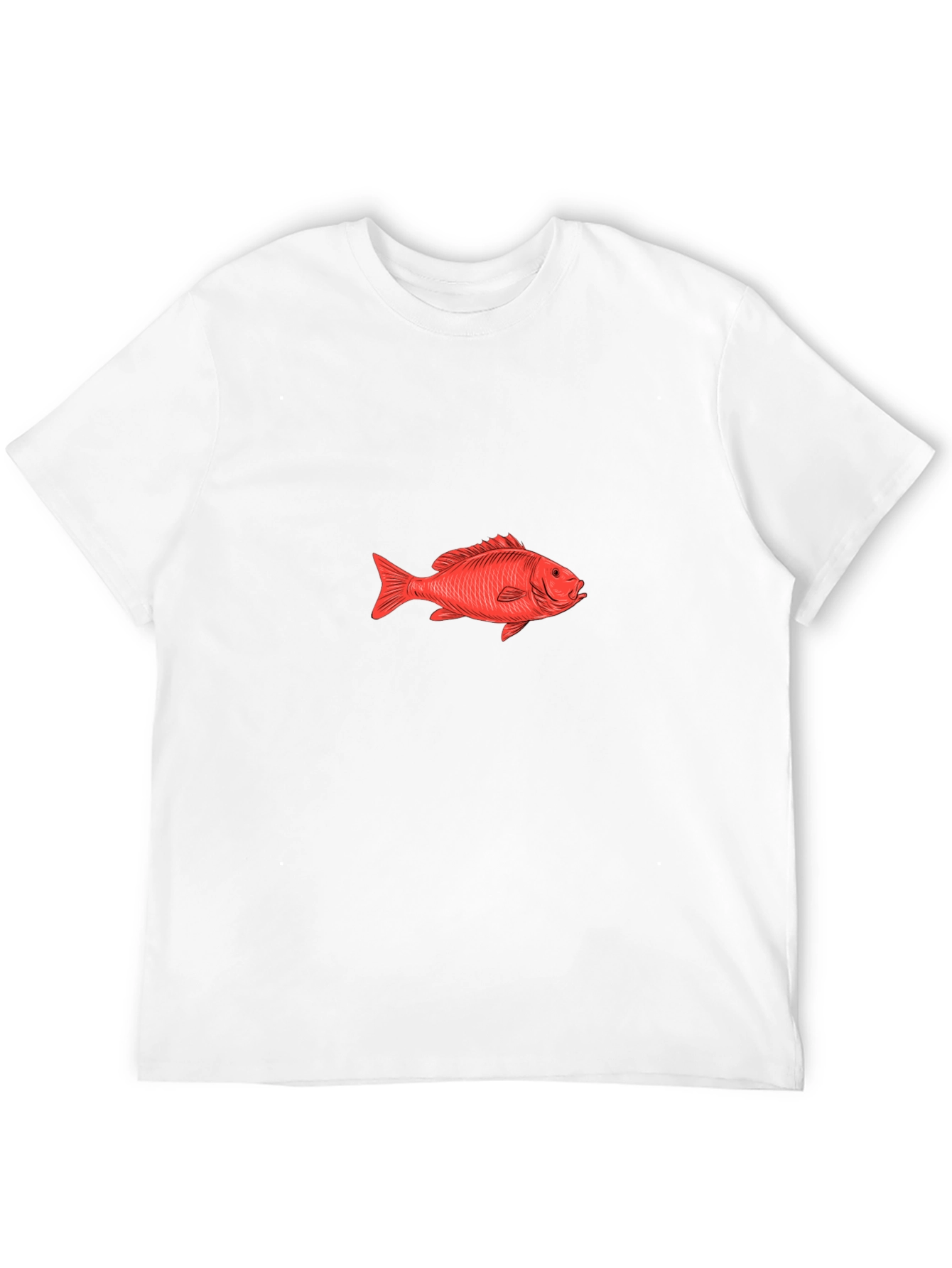 Black Red Fish Graphic Tee - Black Cotton T-Shirt view 12