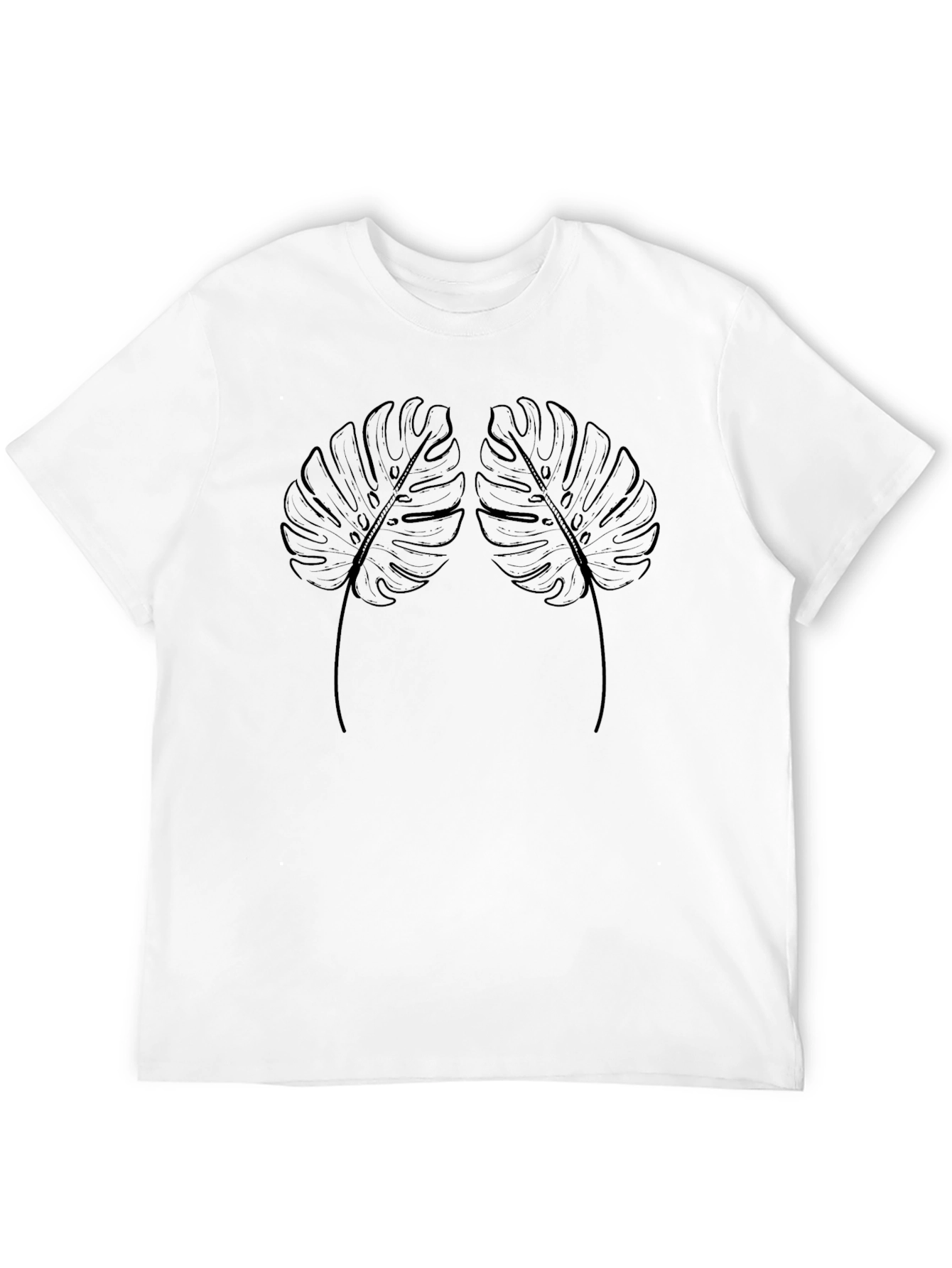 Black Minimalist Monstera Leaf Graphic Black T-Shirt view 12