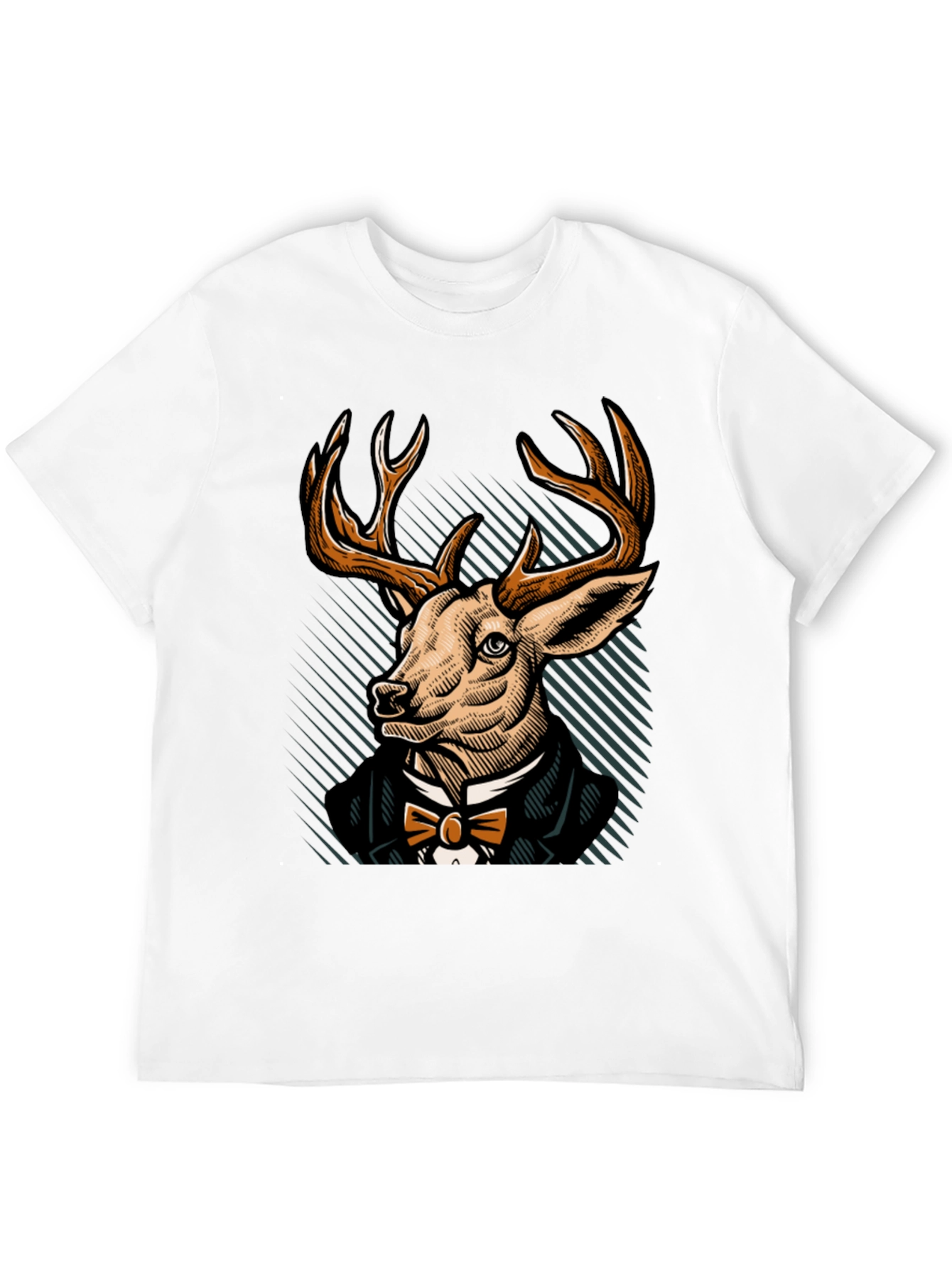 Black Dapper Deer T-Shirt - Elegant Animal Graphic Tee view 12