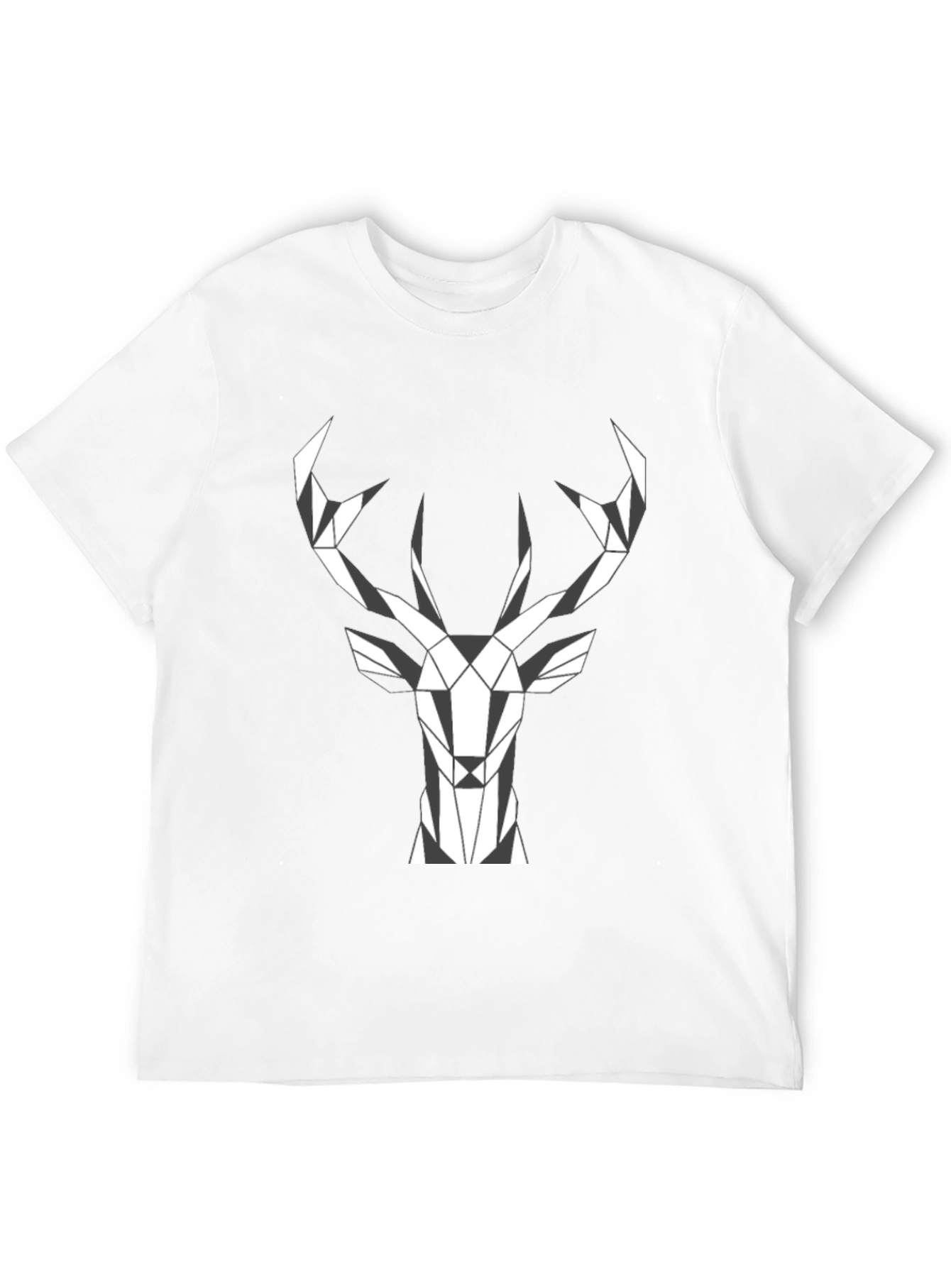 Black Geometric Deer Head Graphic Tee - Stylish Menswear view 12