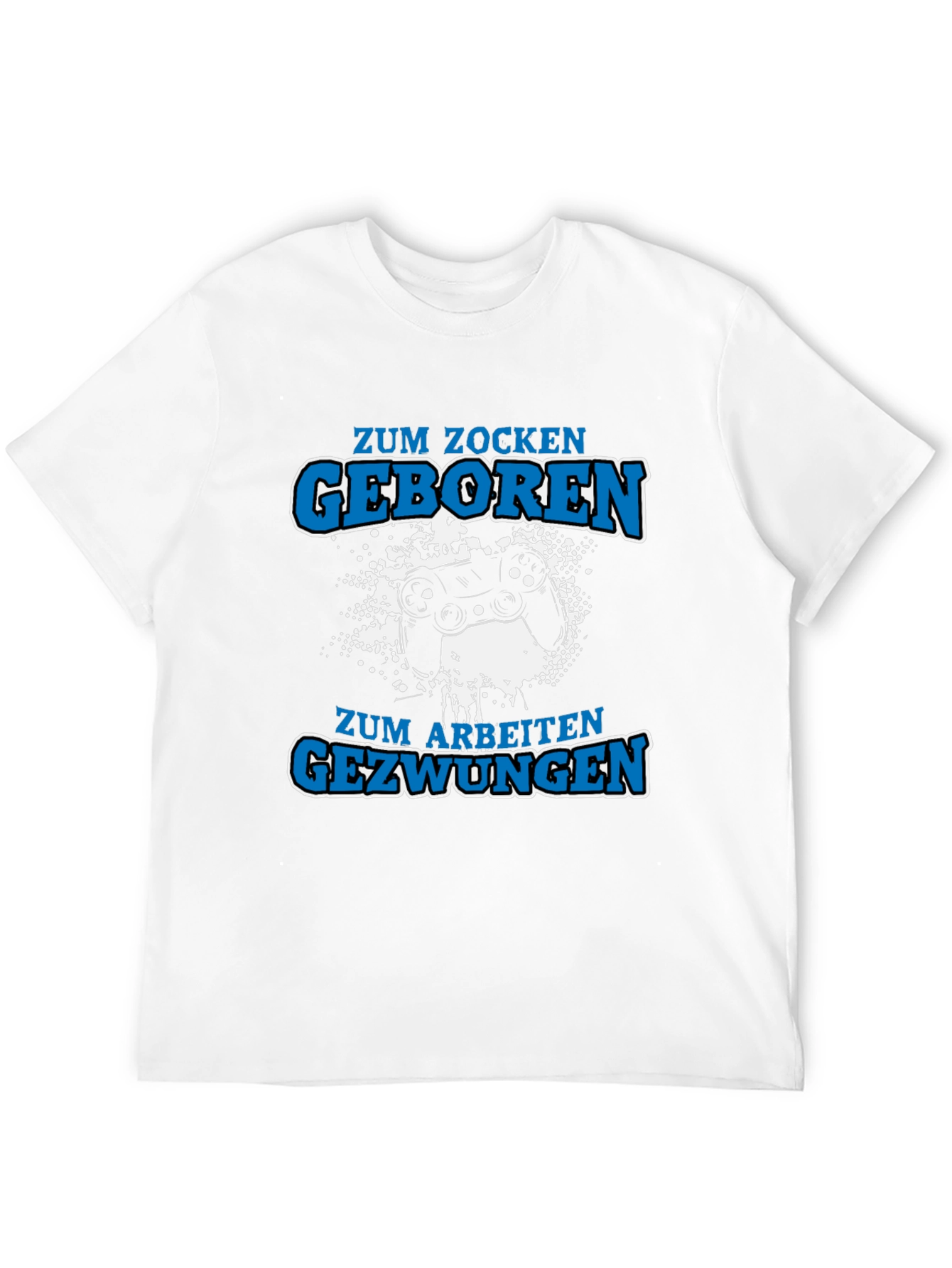 Black Gamer T-Shirt: Born to Play, Forced to Work - Black Cotton Tee view 12