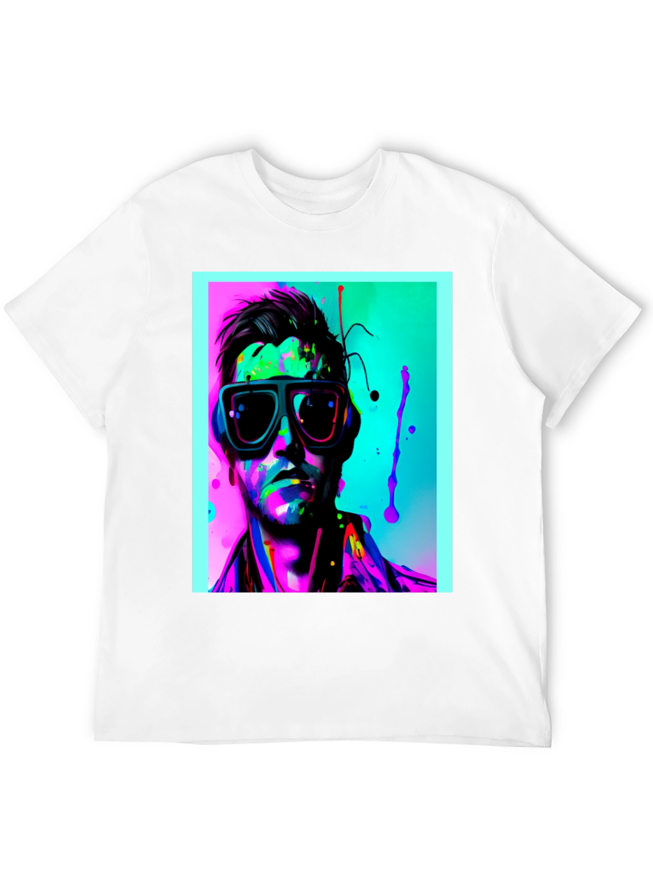 Black Neon Splash Portrait T-Shirt view 12