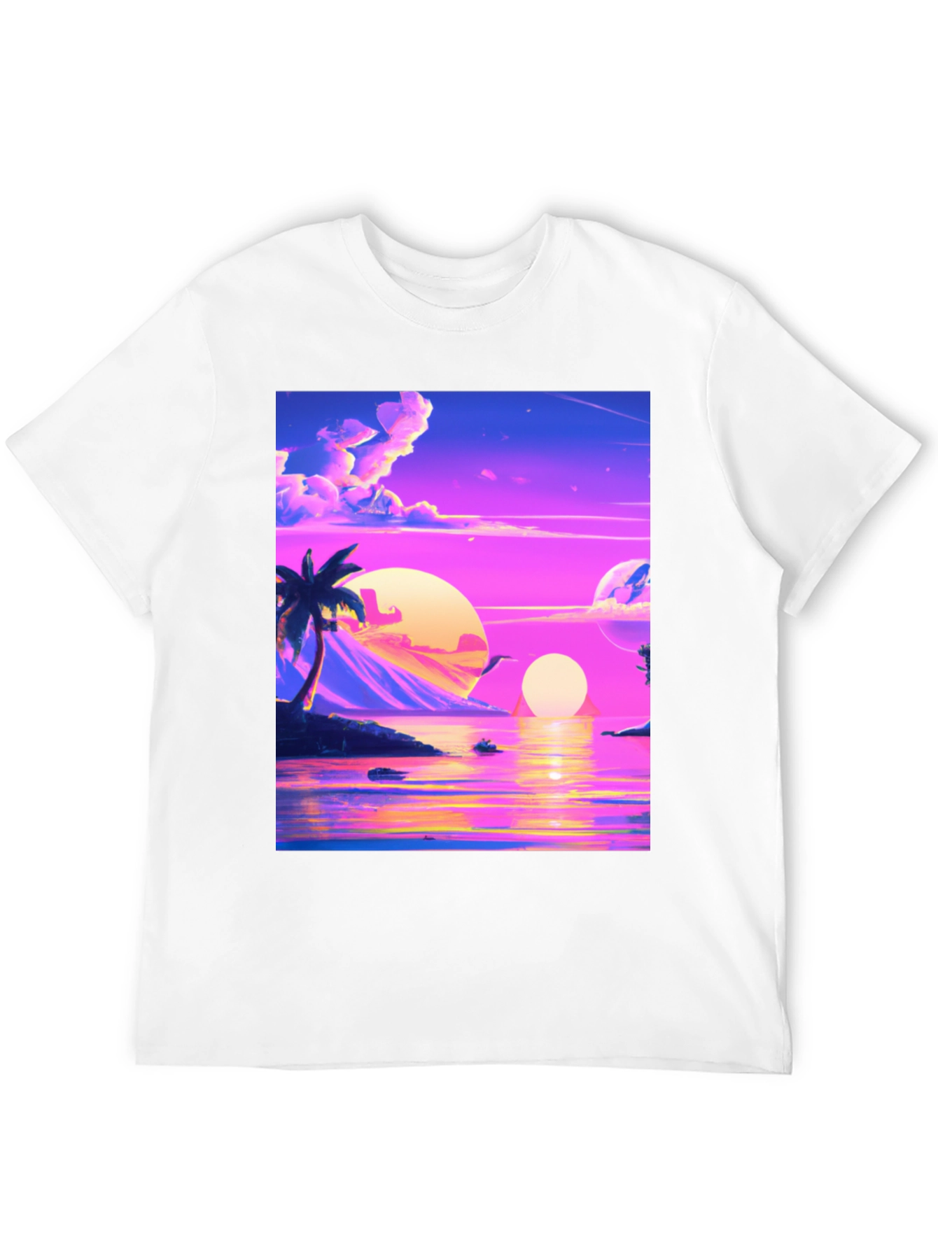 Black Vaporwave Sunset T-Shirt - Black view 12