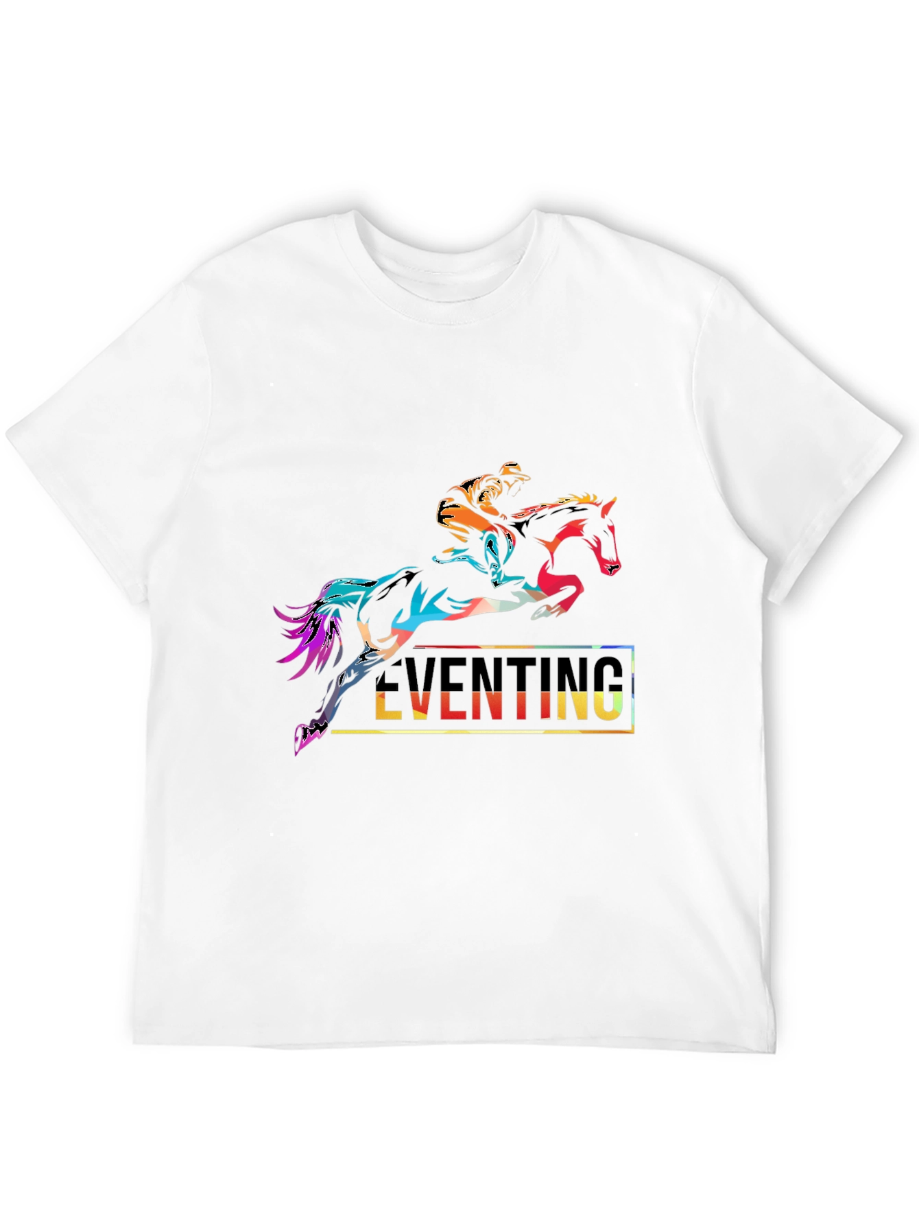 Black Eventing Horse Rider Graphic Tee - Black Cotton T-Shirt view 12