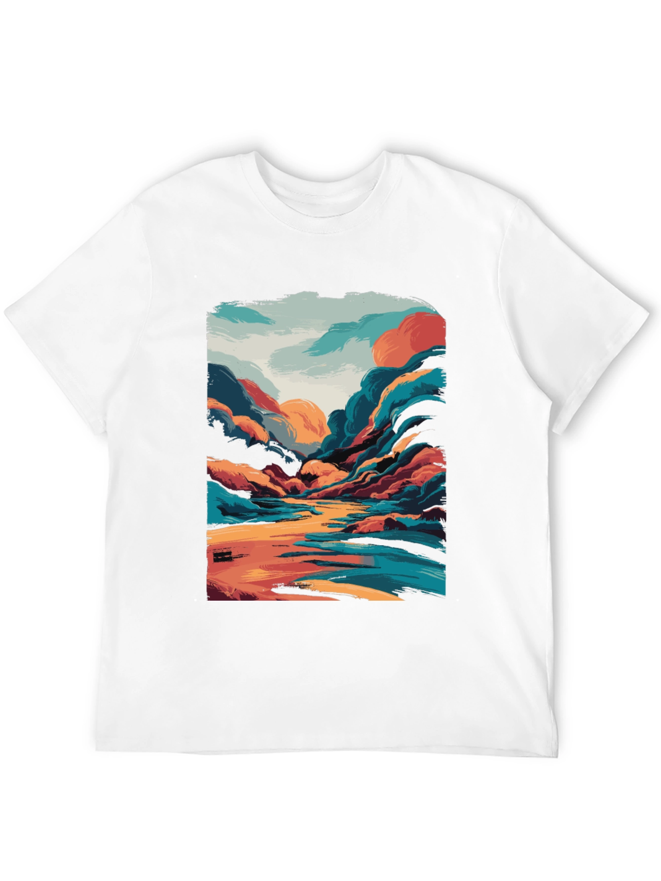 Black Vivid Landscape Graphic Tee - Artistic Comfort view 12