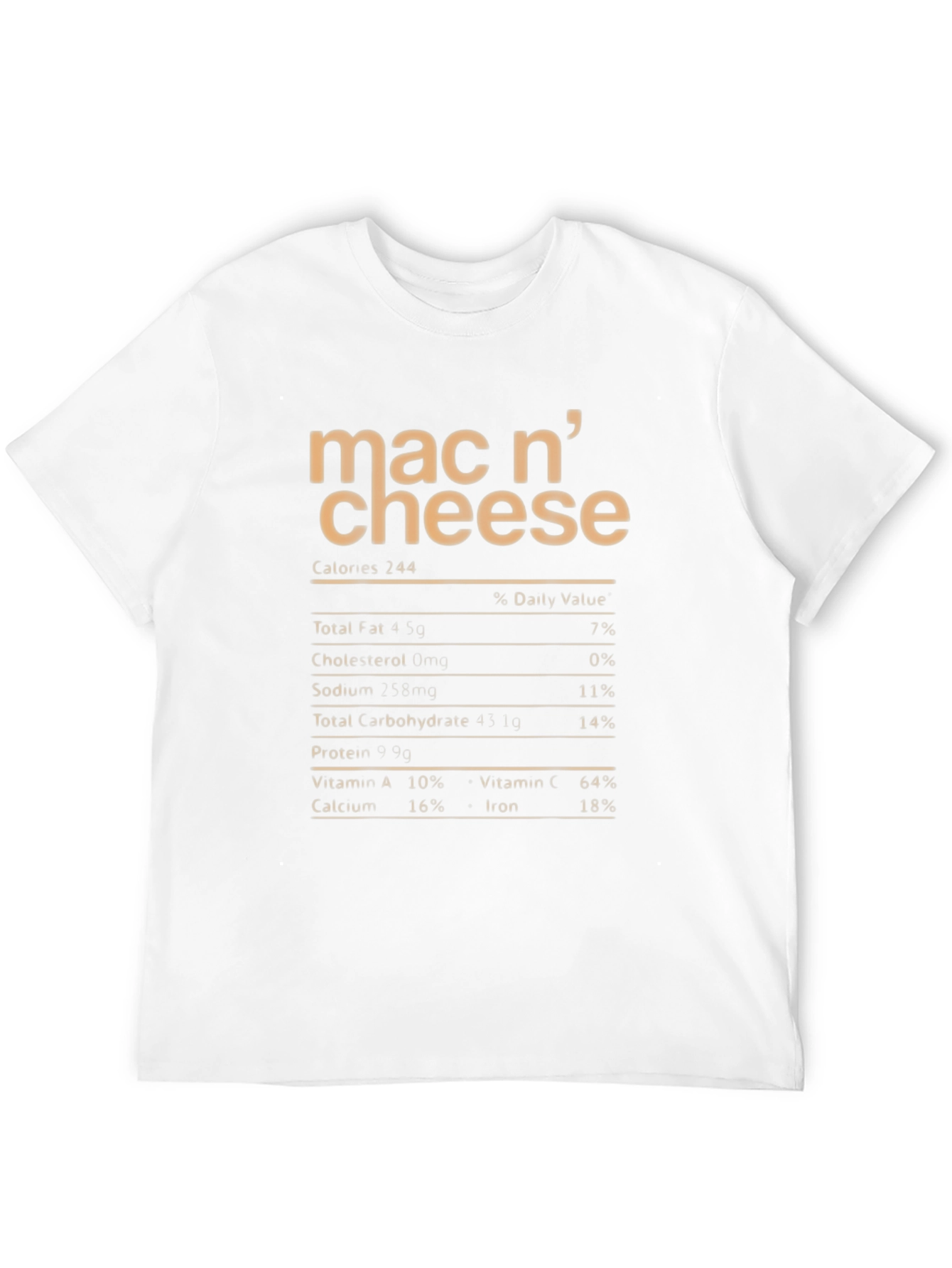 Mac n' Cheese Nutrition Facts T-Shirt - Black - 12