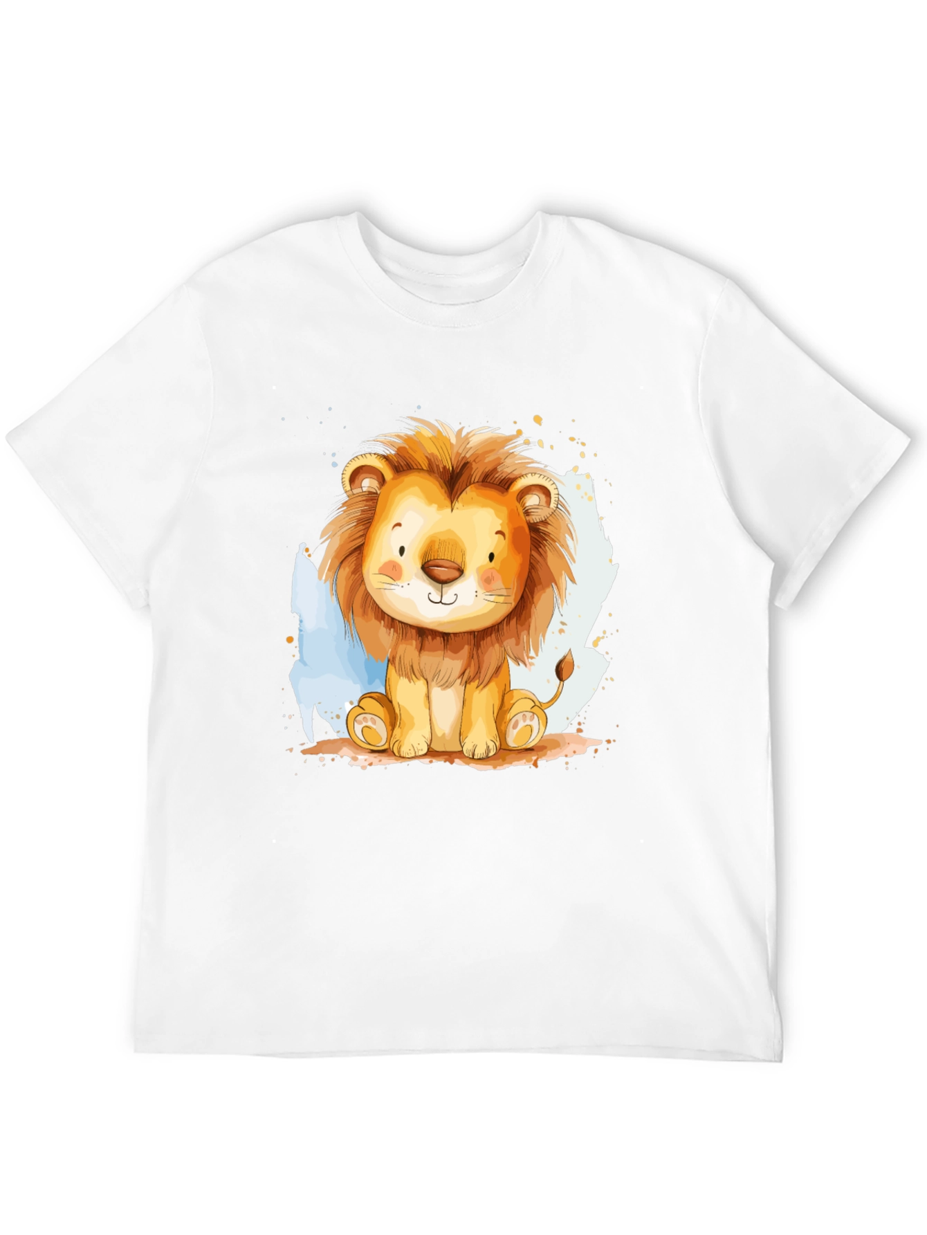 Black Cute Lion Graphic Tee - Black Cotton T-Shirt view 12