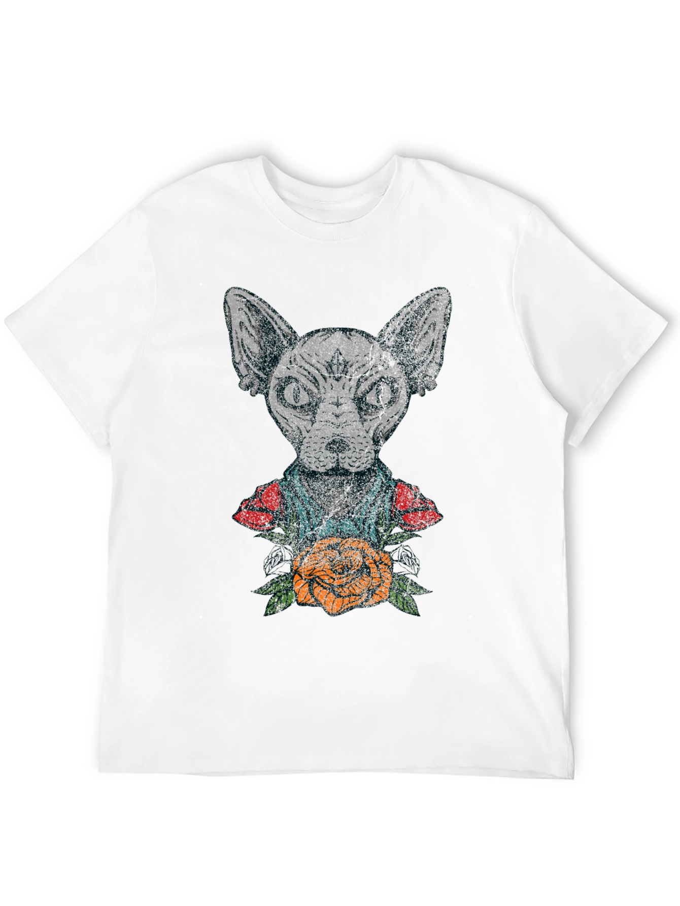 Black Sphynx Cat Tattoo Graphic T-Shirt view 12
