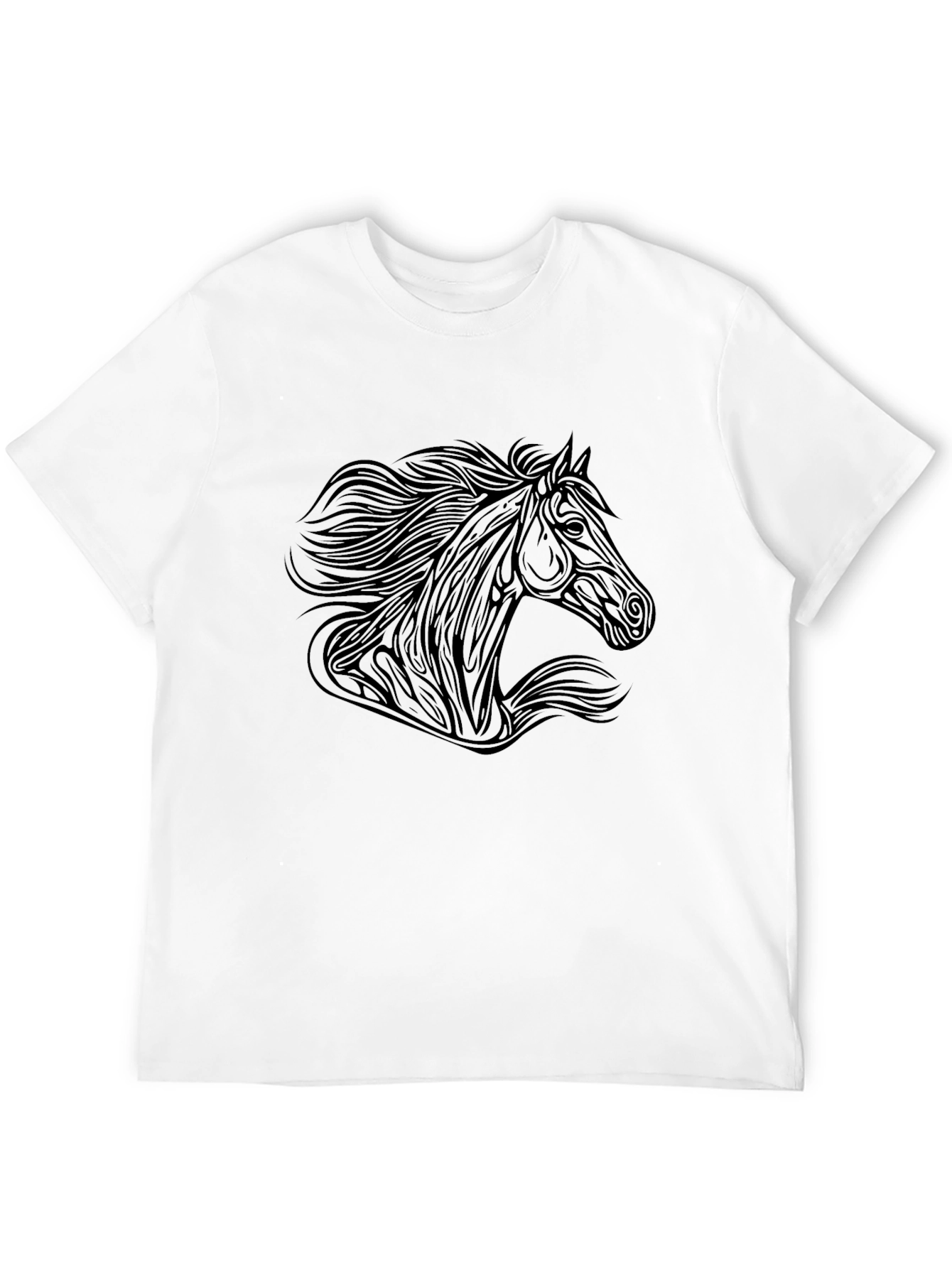 Black Men's Black Horse Graphic Tee - Stylish & Unique Design view 12