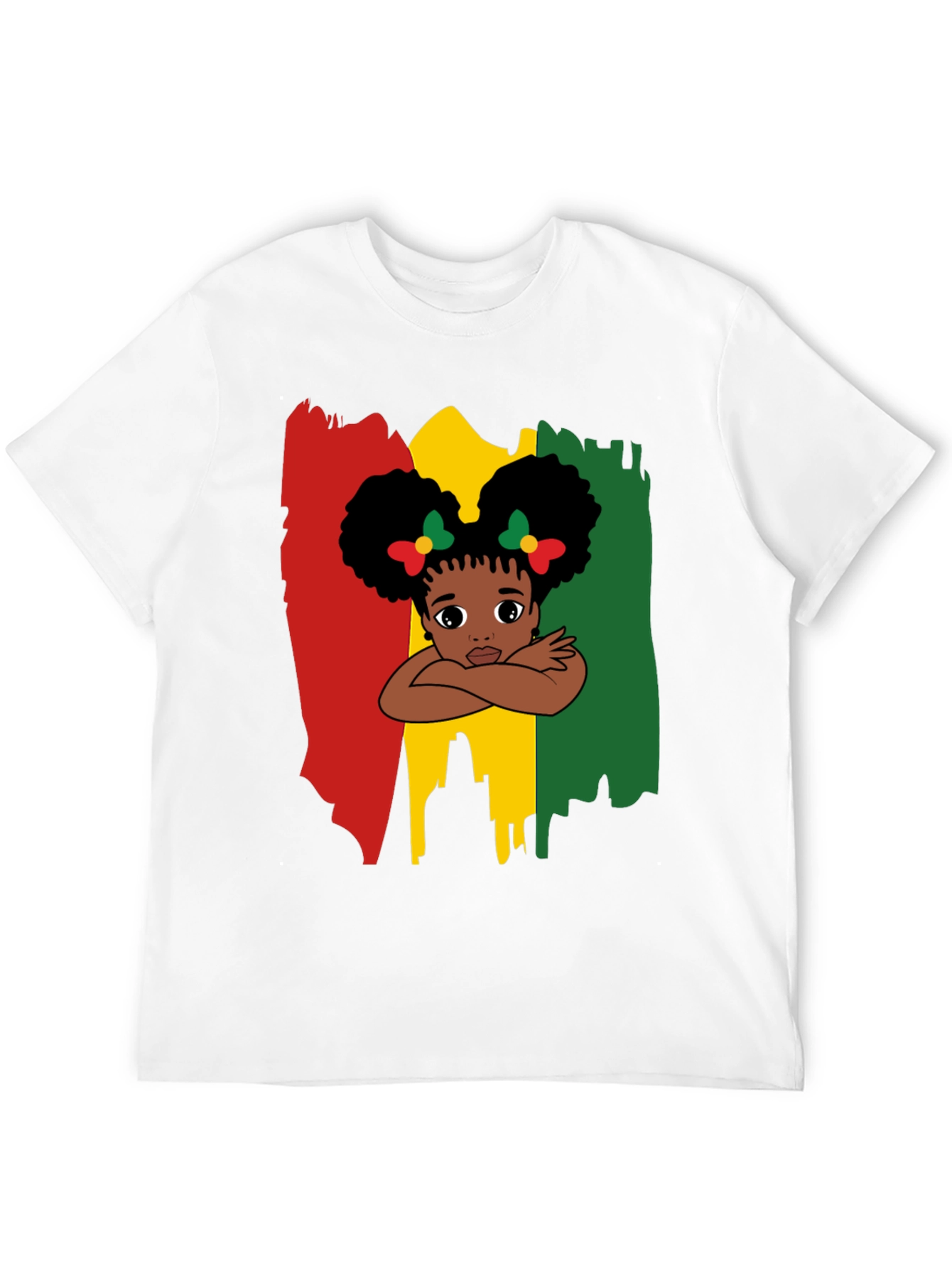Black Cute Girl Afro T-Shirt - Red Yellow Green view 12