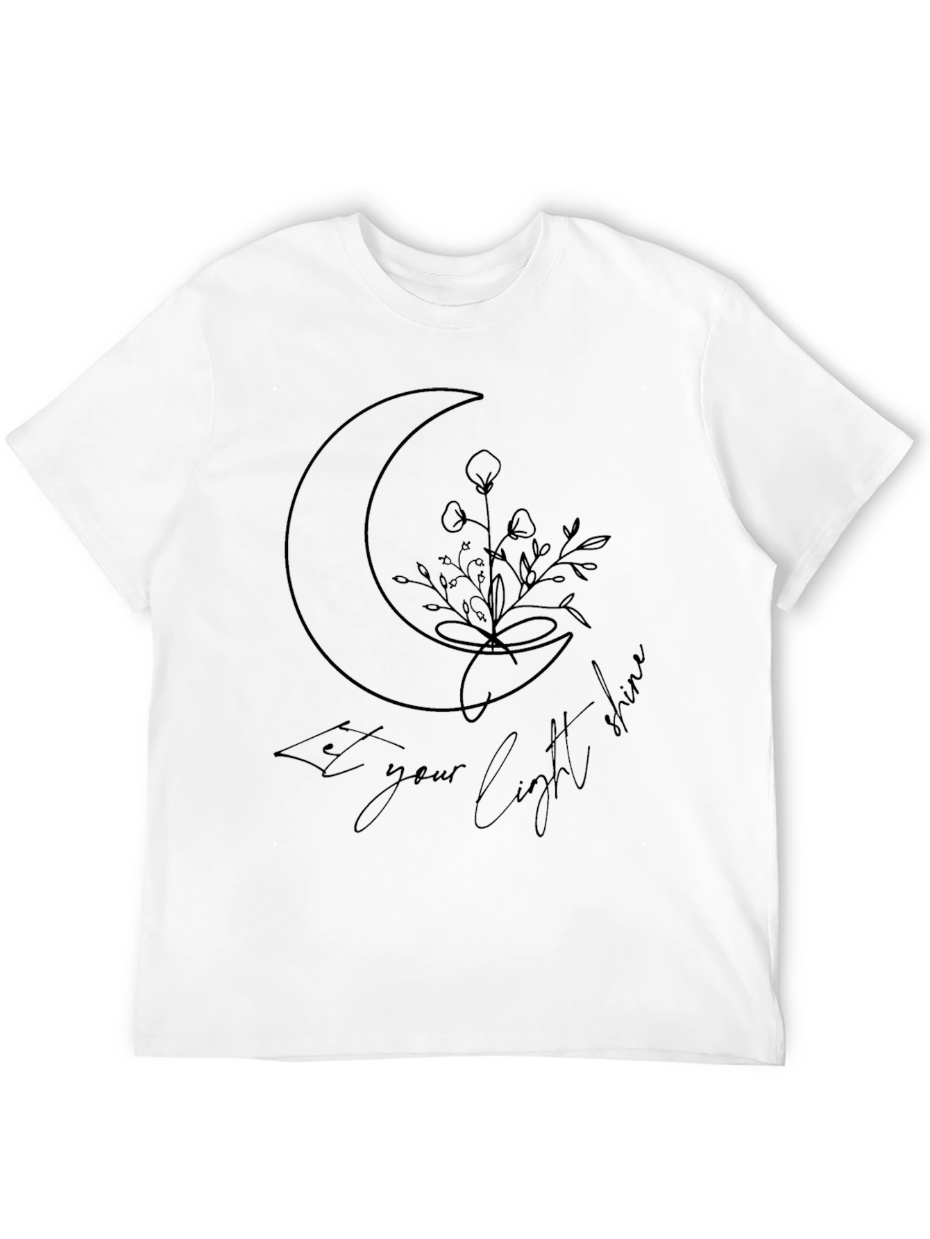 Black Moon & Floral Graphic Black T-Shirt - Let Your Light Shine view 12