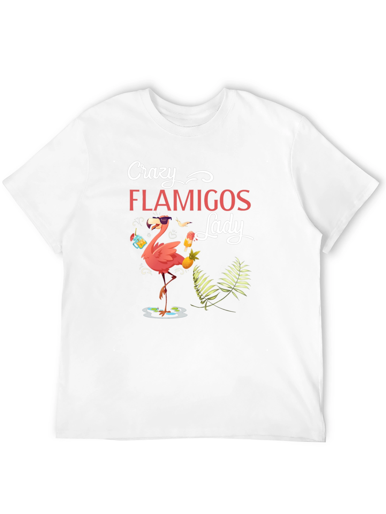 Black Crazy Flamingos Lady T-Shirt view 12