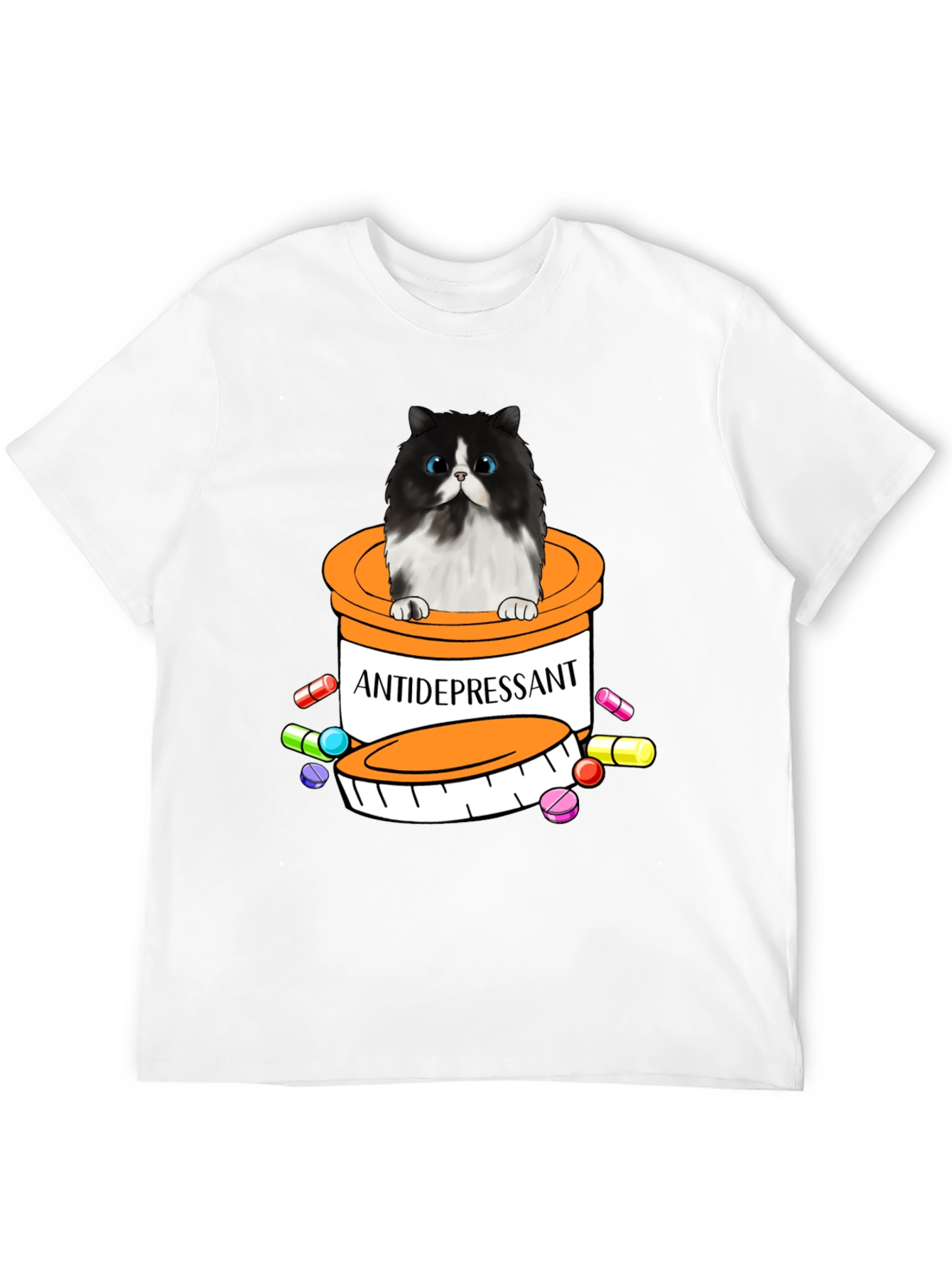 Black Antidepressant Cat T-Shirt - Funny Novelty Tee view 12