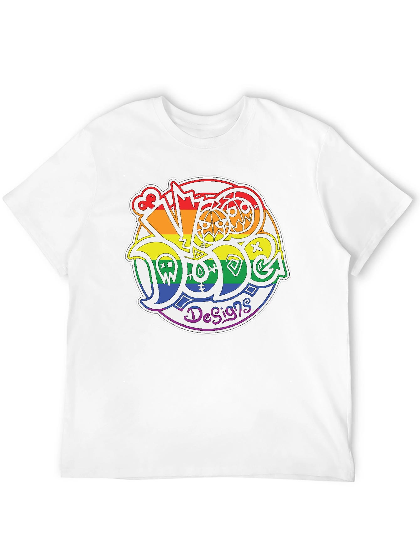 Black Rainbow Doodle Design T-Shirt view 12