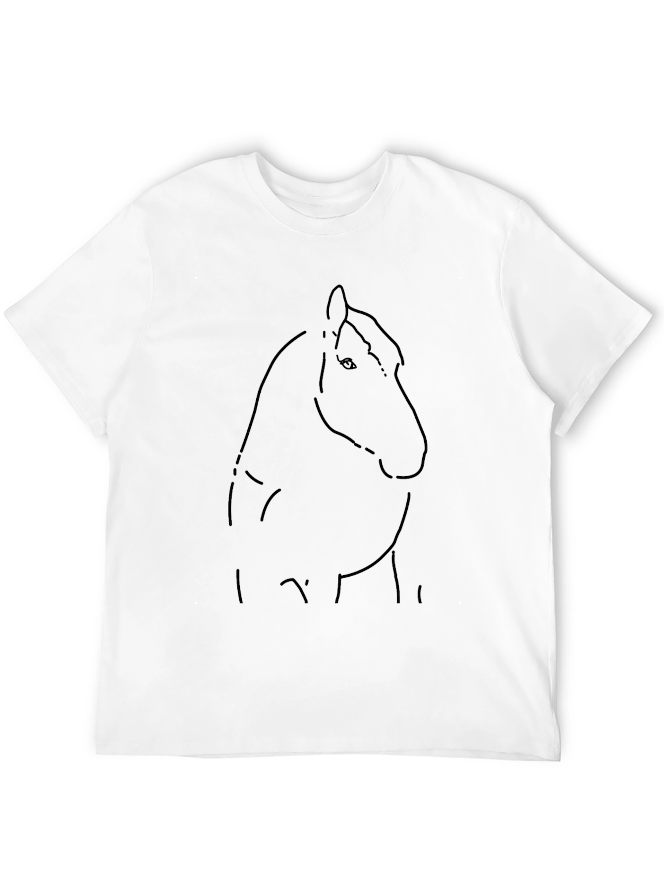 Black Minimalist Horse Outline Black T-Shirt view 12