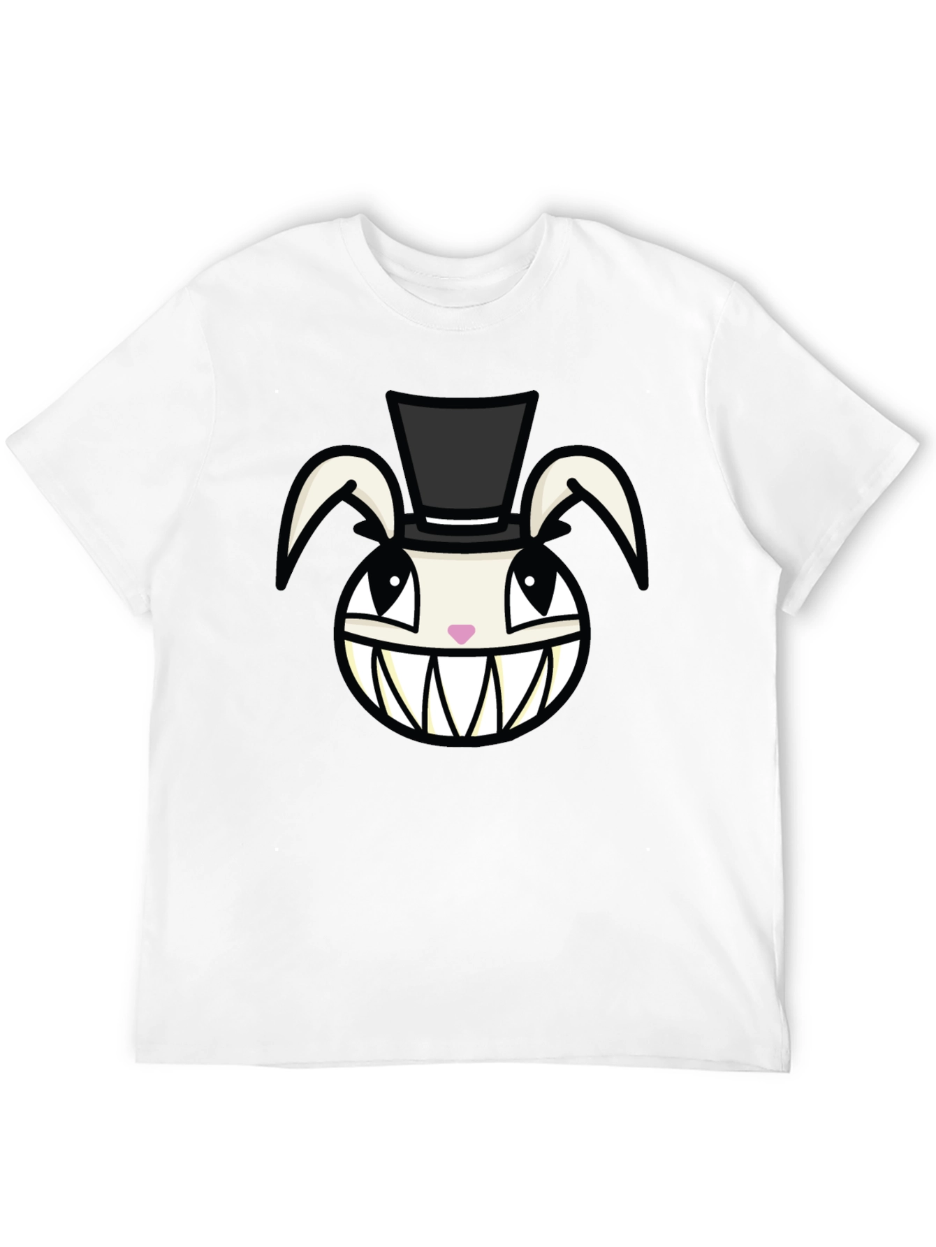 Black Creepy Rabbit Top Hat Graphic Tee - Black view 12